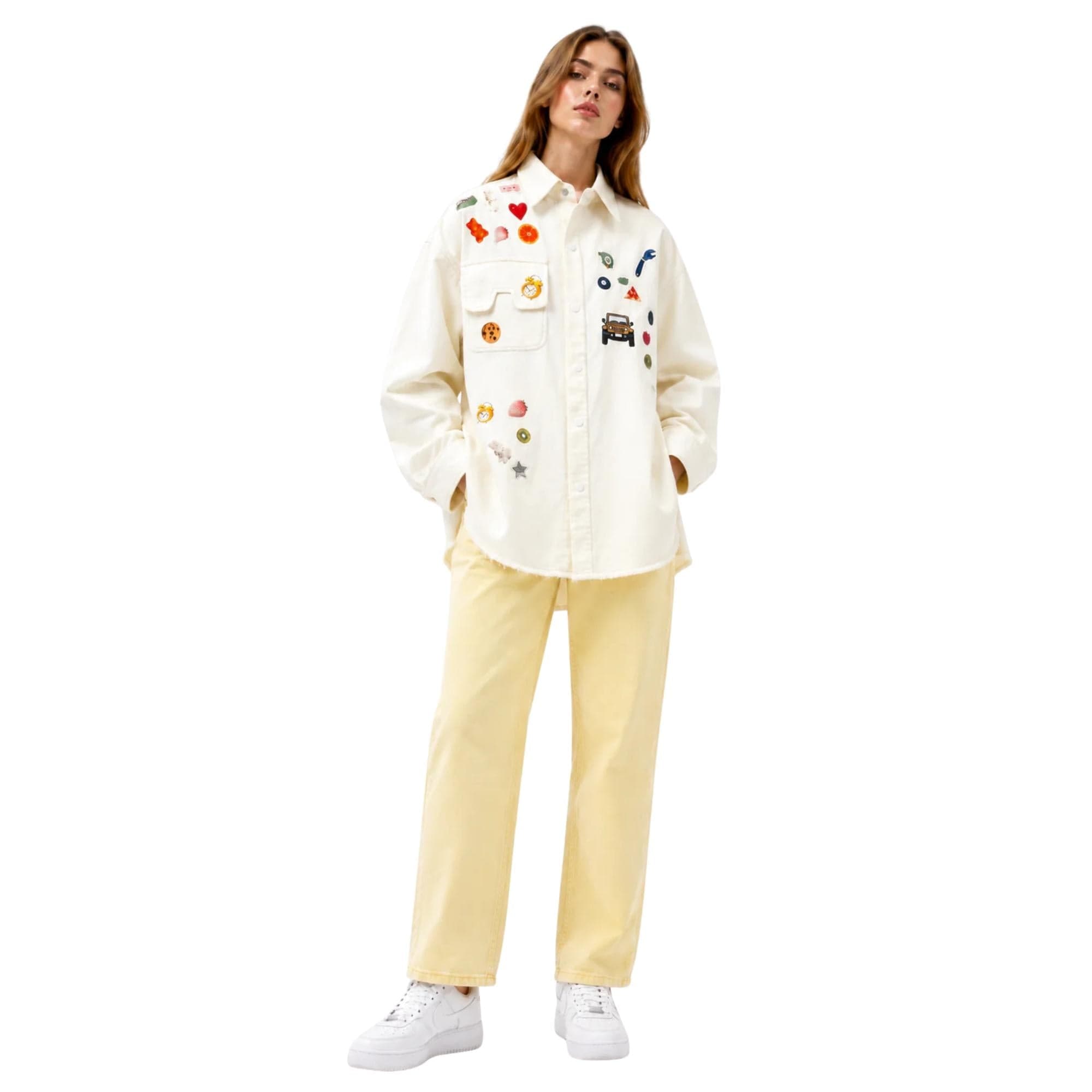 JOIE CLAIR RETRO POP PATCH DENIM SHIRT (فستان)"SUGAR"