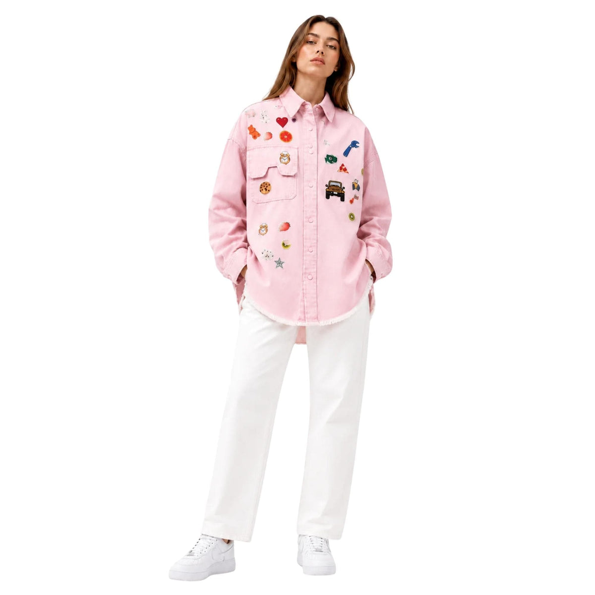 JOIE CLAIR RETRO POP PATCH DENIM SHIRT (فستان)"SUGAR"