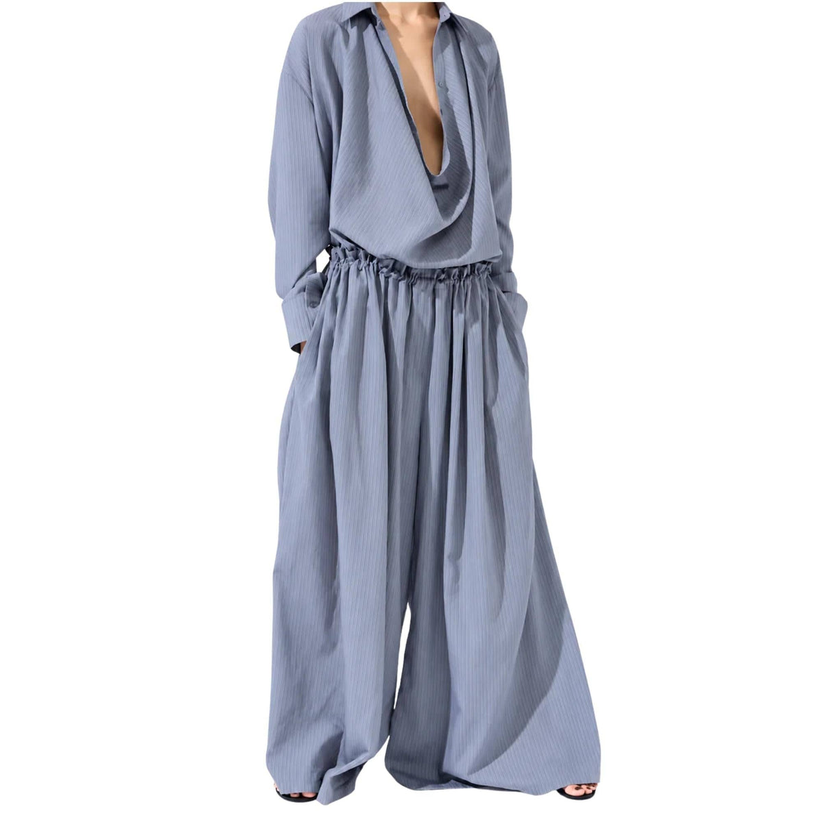 STRIPED TWO-PIECE FLOW SET تعيين (SHIRT & PANTS) “CHEONGGYECHEON”