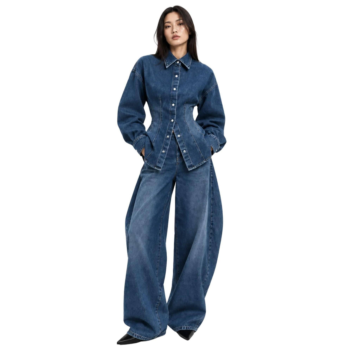 K-FASHION SCULPTED DENIM SHIRT (قميص) “ANECHKA”