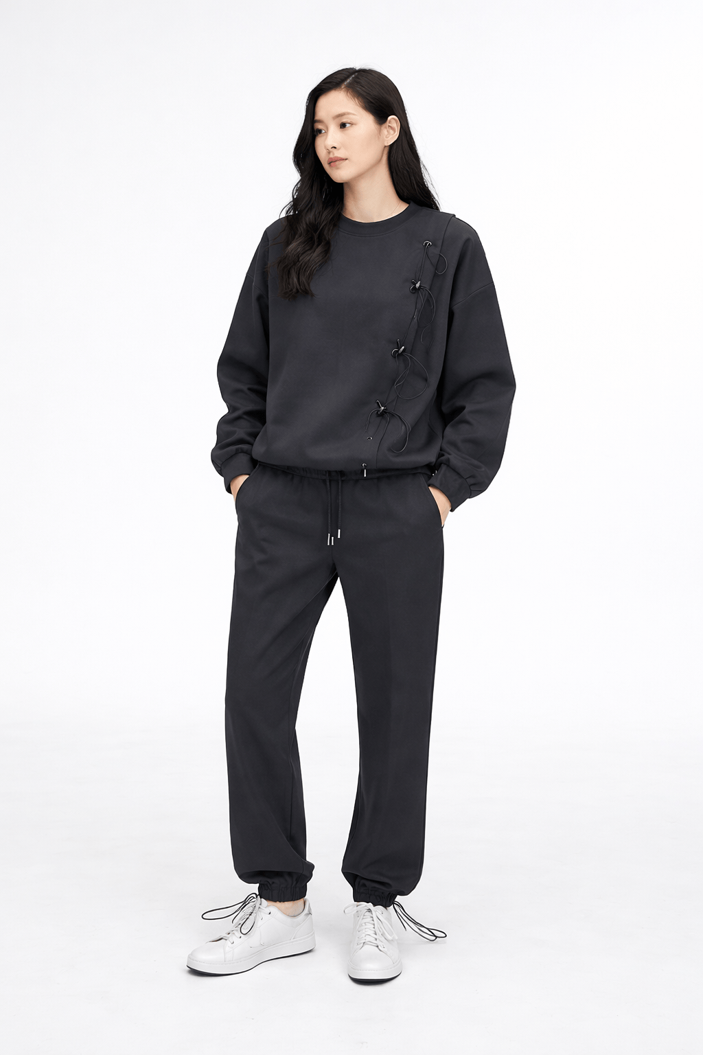 K-FASHION ONE SIDE WAVE STRING LONG SLEEVES TOP (قميص)
