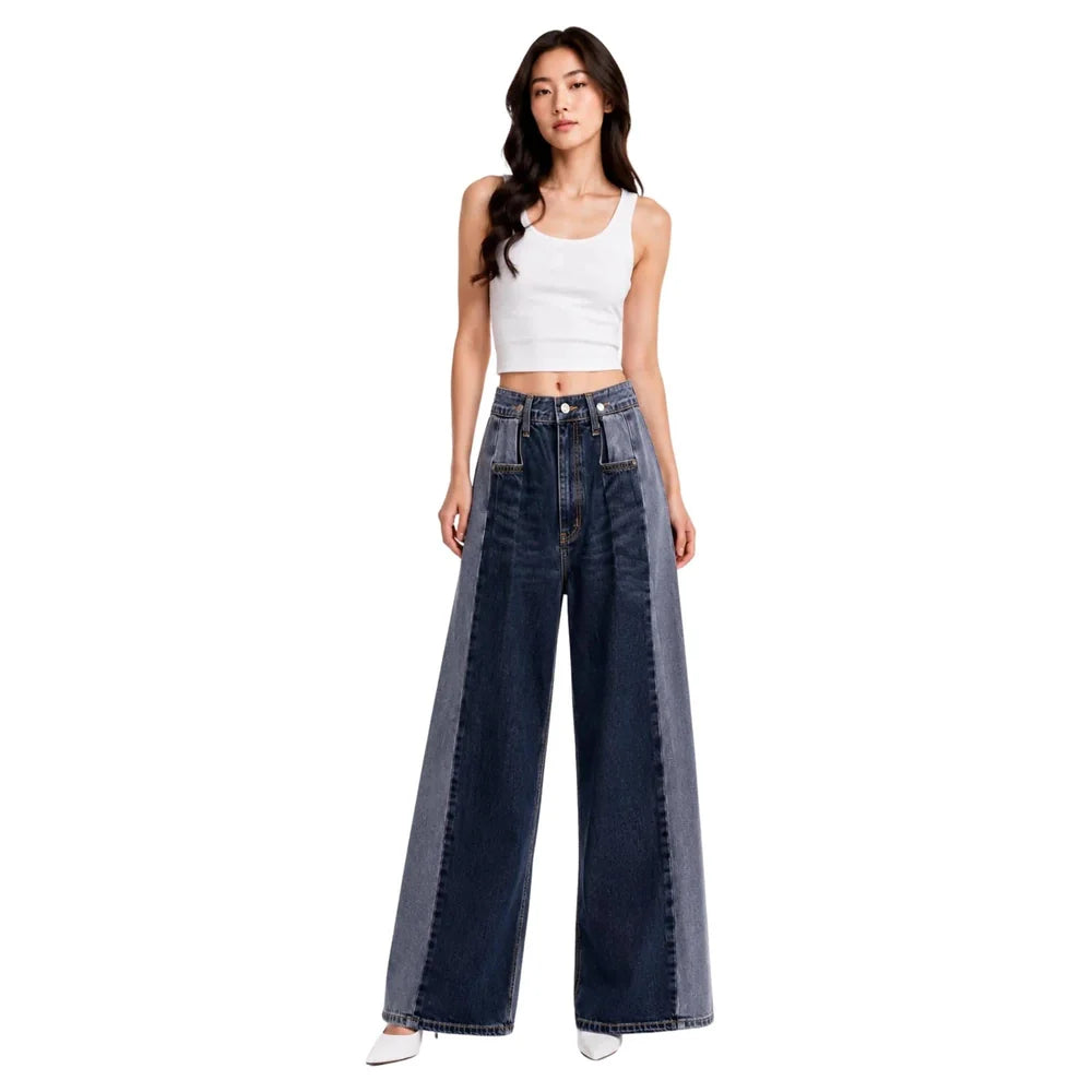 ADJUSTABLE TAB-WAIST WIDE-LEG TROUSERS DXBS6736