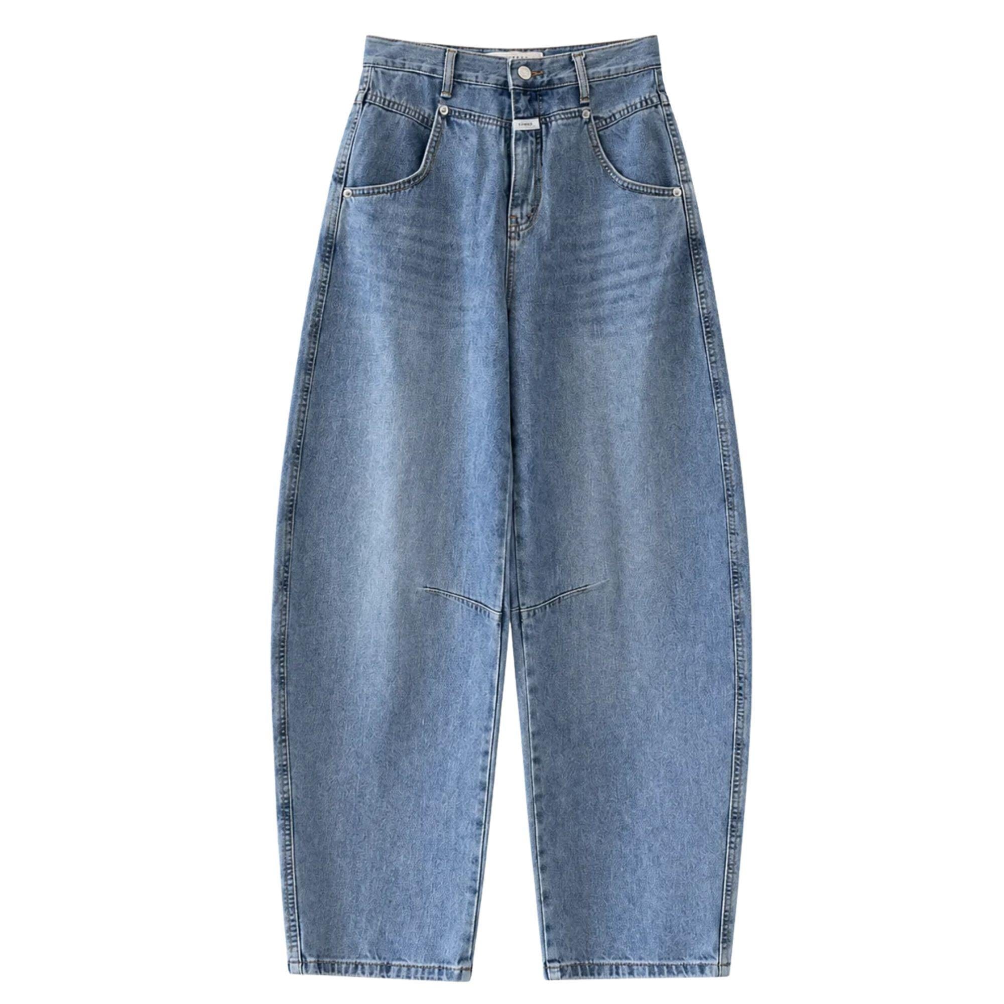 K-FASHION BARREL-LEG  HIGH-WAIST JEANS (بنطلون) “DDP”