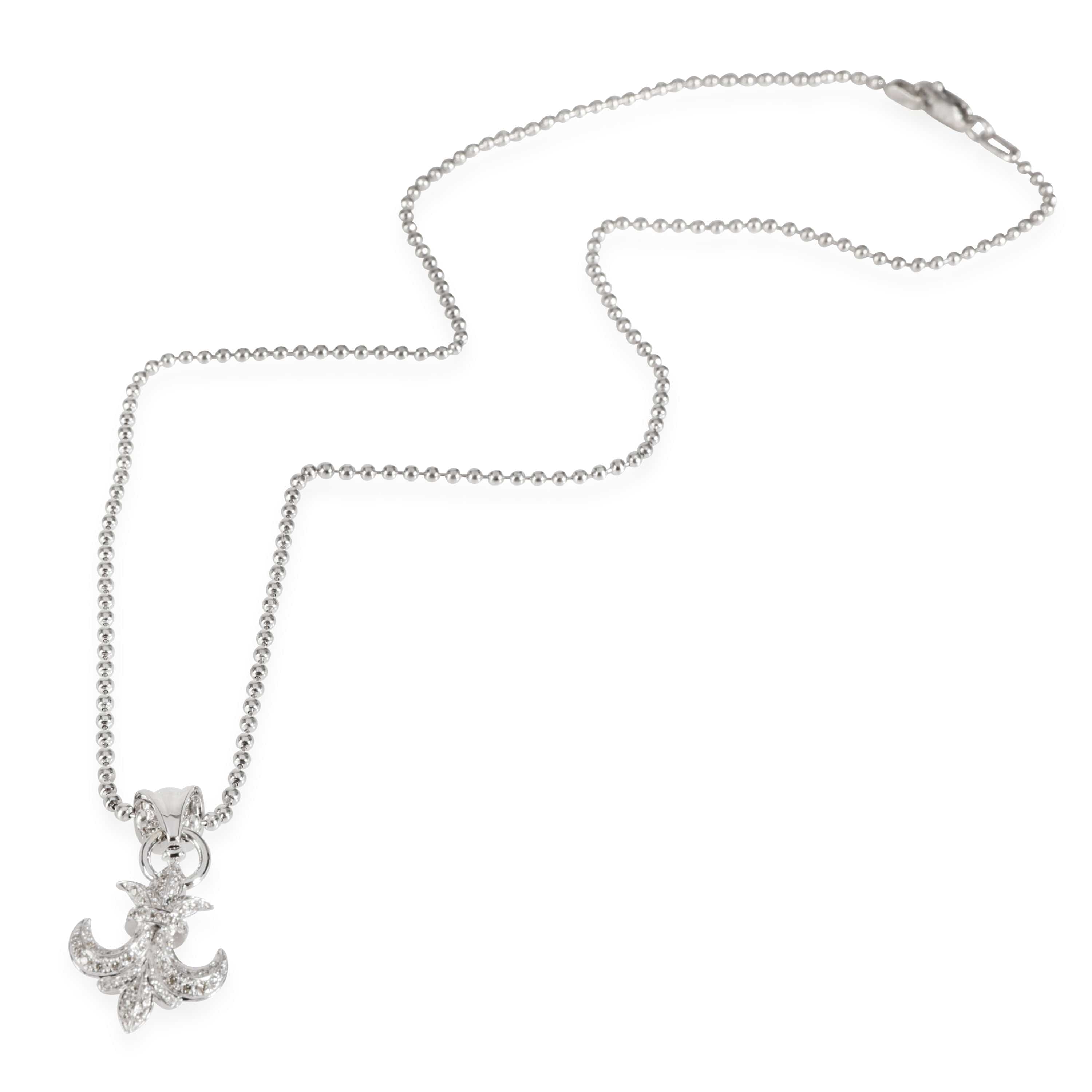 King Baby King Baby Diamond Fleur-de-Lis Pendant 18K White Gold/Sterling Silver