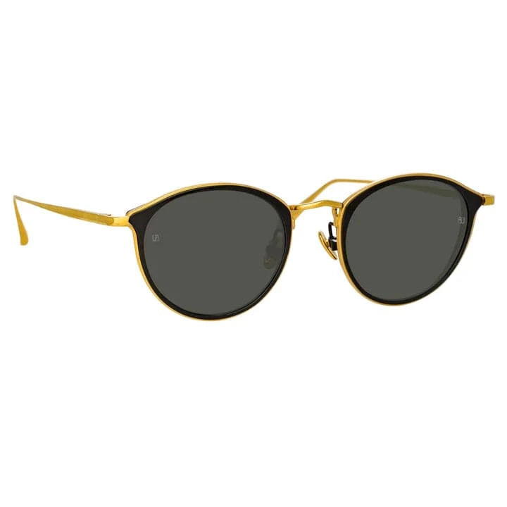 Linda Farrow LUIS OVAL SUNGLASSES IN YELLOW GOLD AND BLACK ANC1093