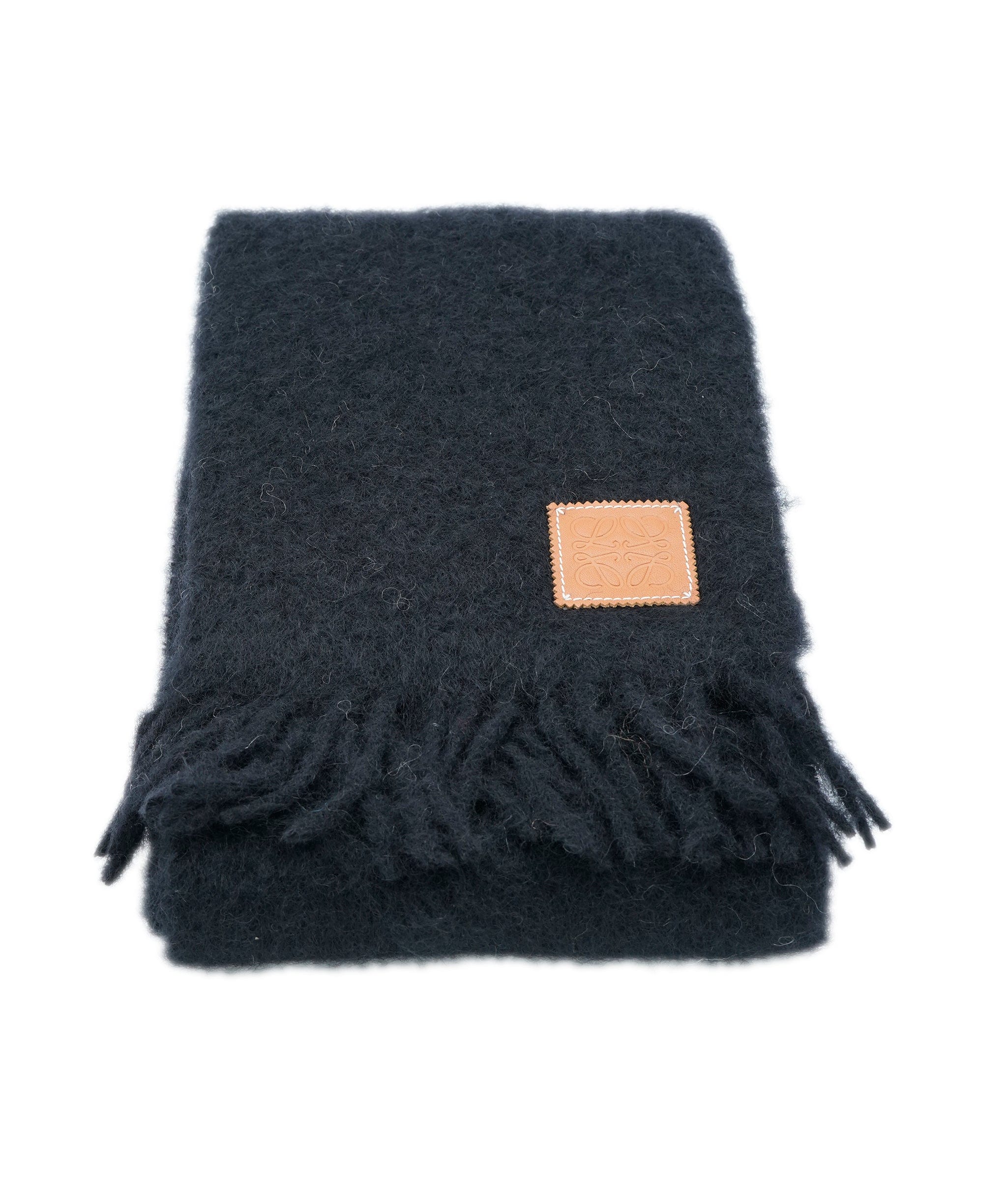 Loewe Loewe Anagram-patch fringed mohair-blend scarf ASL9639