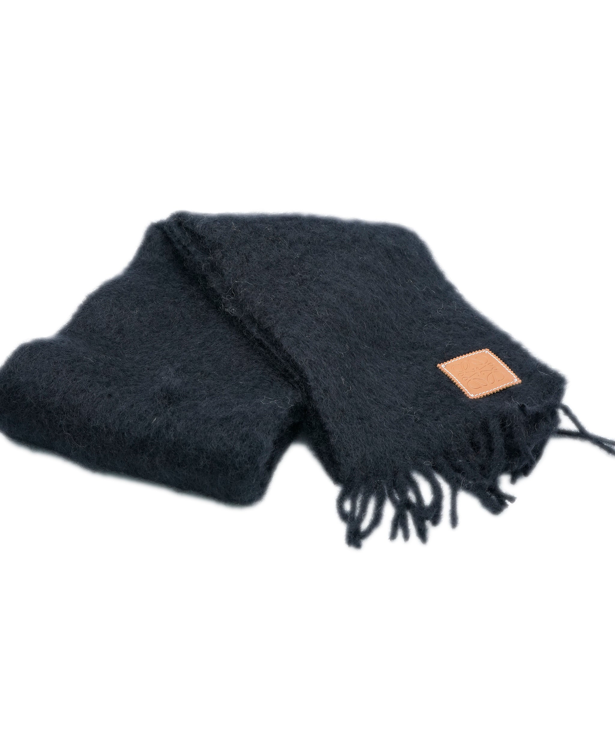 Loewe Loewe Anagram-patch fringed mohair-blend scarf ASL9639