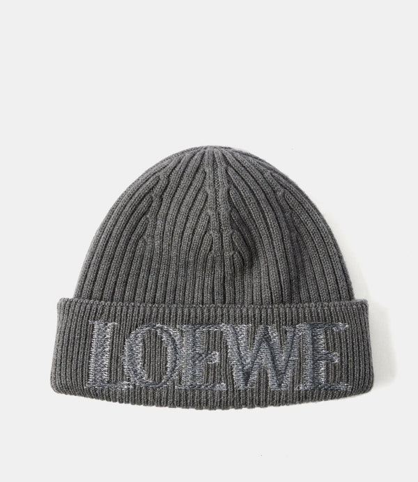Loewe Loewe Embroidered Logo Ribbed Knt Wool Beanie