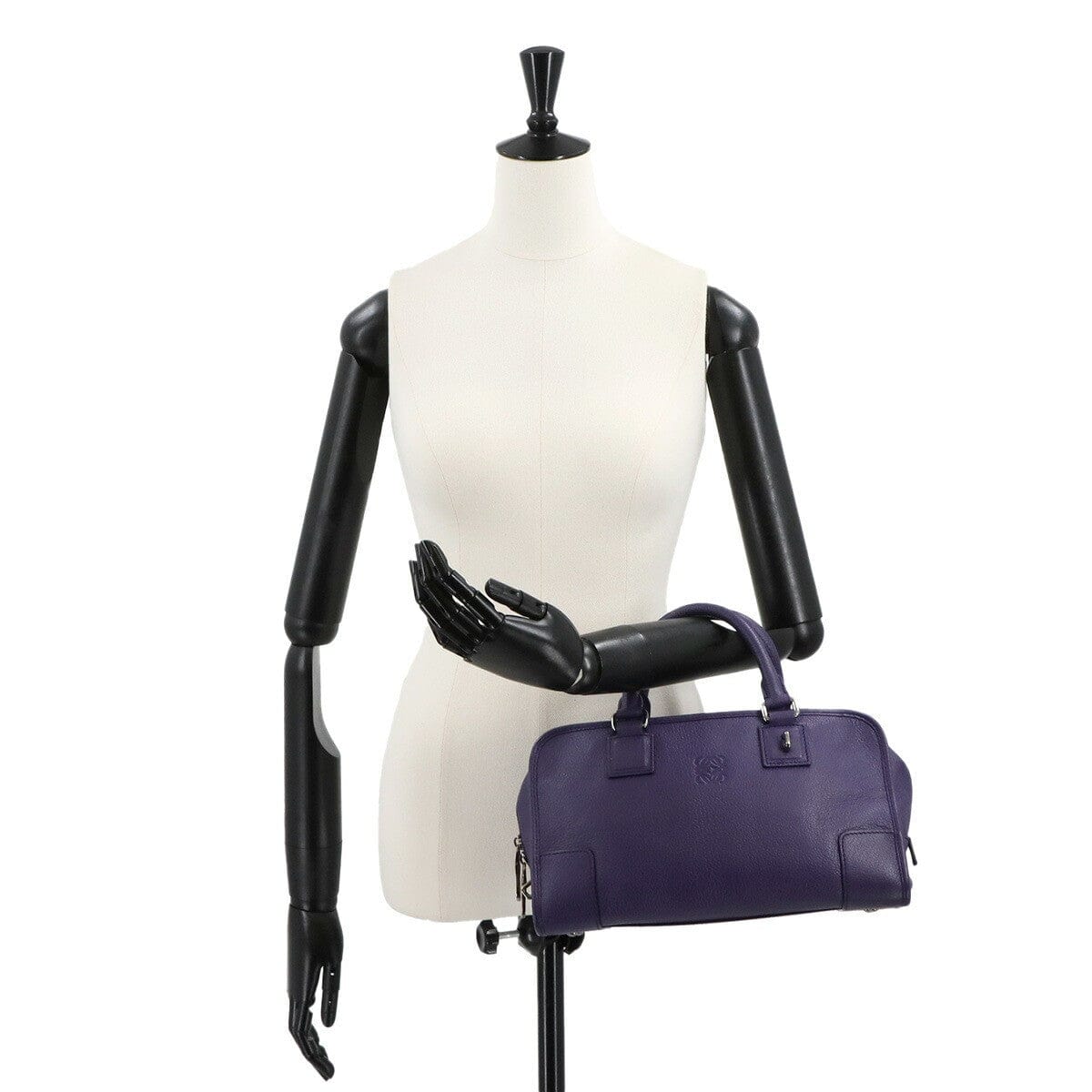 LOEWE LOEWE Amazona 28 Hand Bag Leather Purple Anagram Purse 90293479