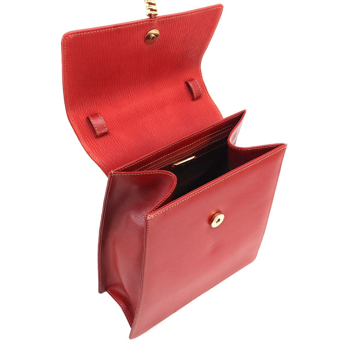 LOEWE LOEWE Velazquez 2way Hand Shoulder Bag Leather Red Twist Purse 90258424