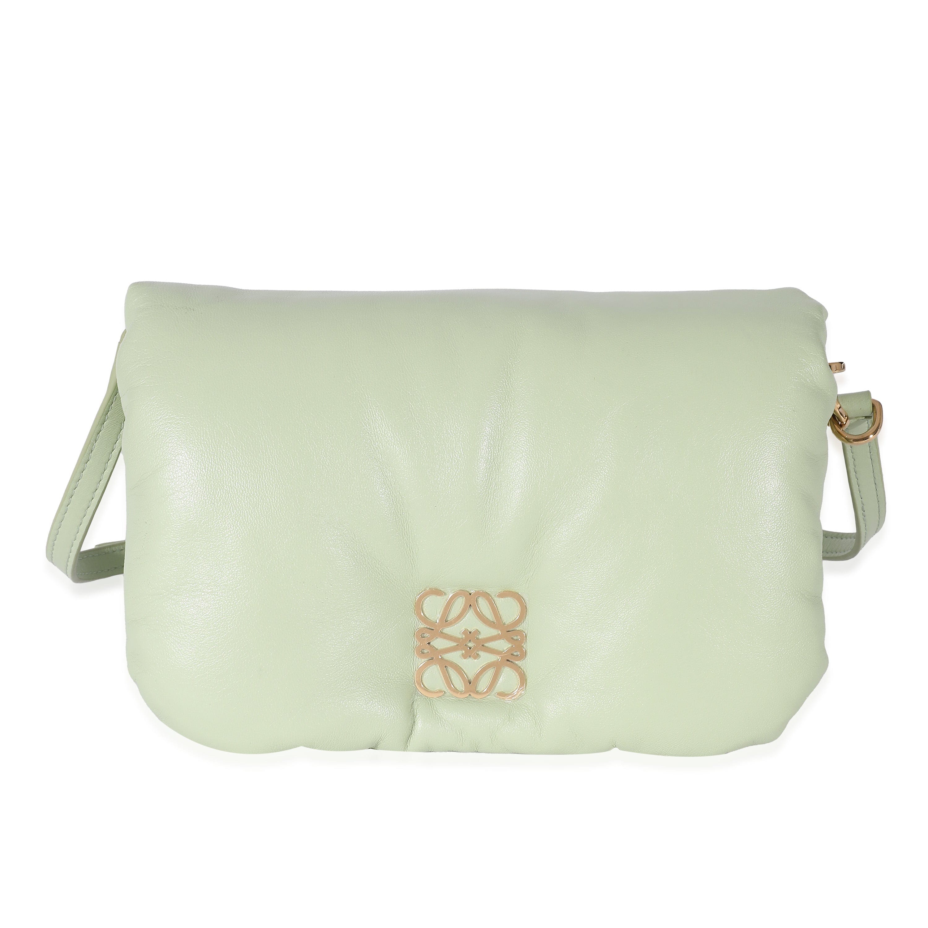 Loewe Loewe Shiny Nappa Lambskin Pale Green Mini Puffer Goya Bag