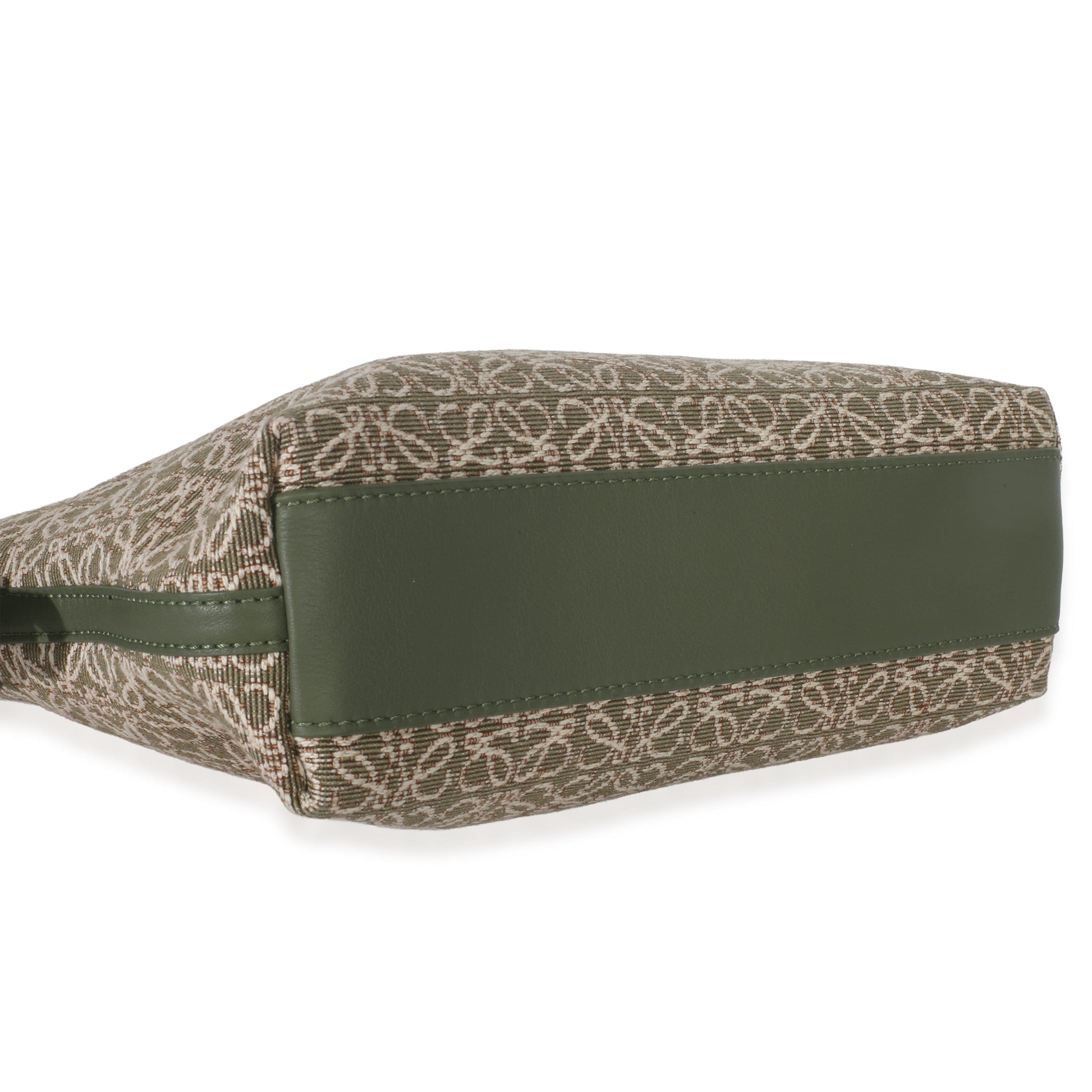 Loewe Vintage Khaki Jacquard Anagram Calfskin Mini Flamenco Knot Clutch