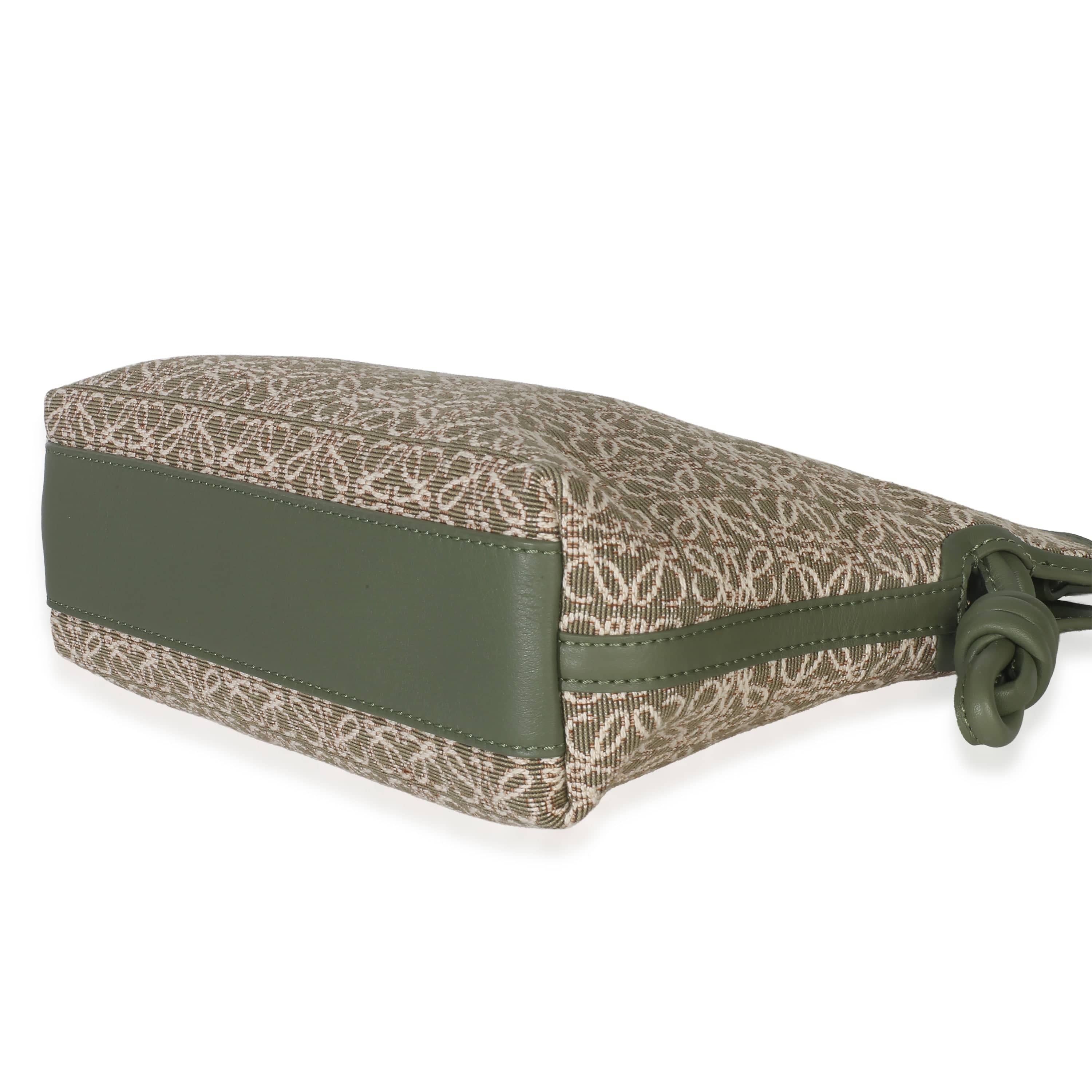 Loewe Vintage Khaki Jacquard Anagram Calfskin Mini Flamenco Knot Clutch
