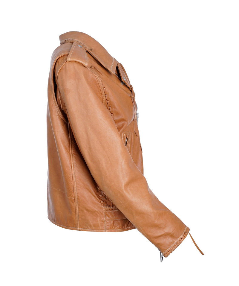 Loewe Cognac Leather Lace Biker Jacket 38 ALL0522 – LuxuryPromise