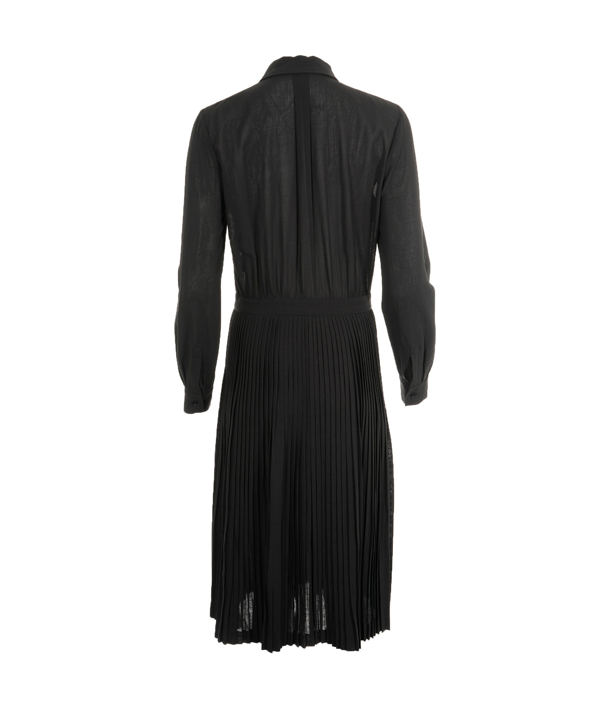 Loro Piana Loro Piana black v neck pleated silk dress  ASL8491