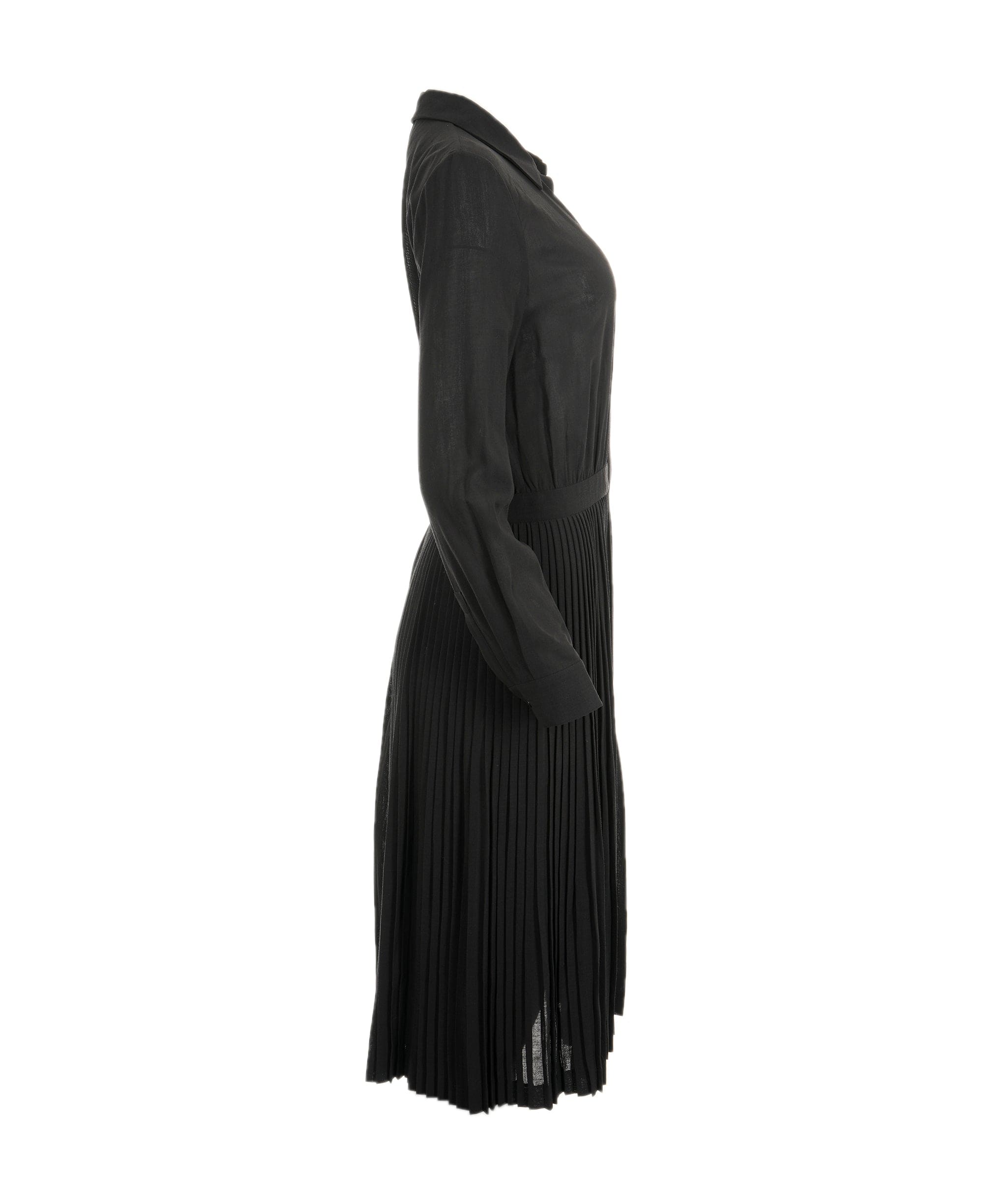 Loro Piana Loro Piana black v neck pleated silk dress  ASL8491