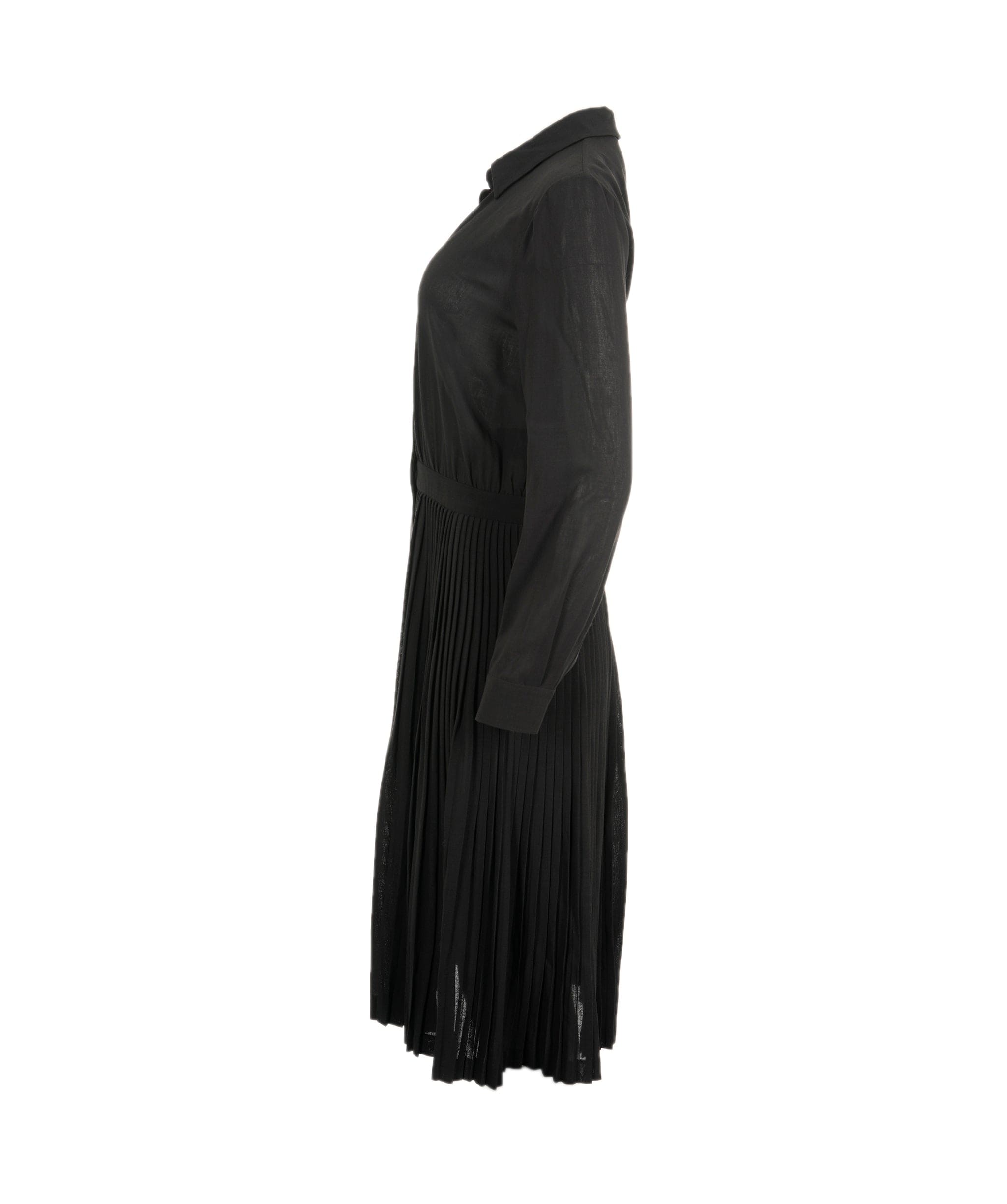 Loro Piana Loro Piana black v neck pleated silk dress  ASL8491