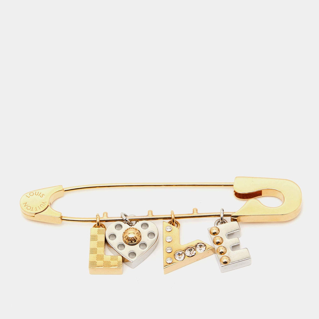 Louis Vuitton Damier 'Love' Crystal Two Tone Safety Pin Brooch ASCLC12 –  LuxuryPromise