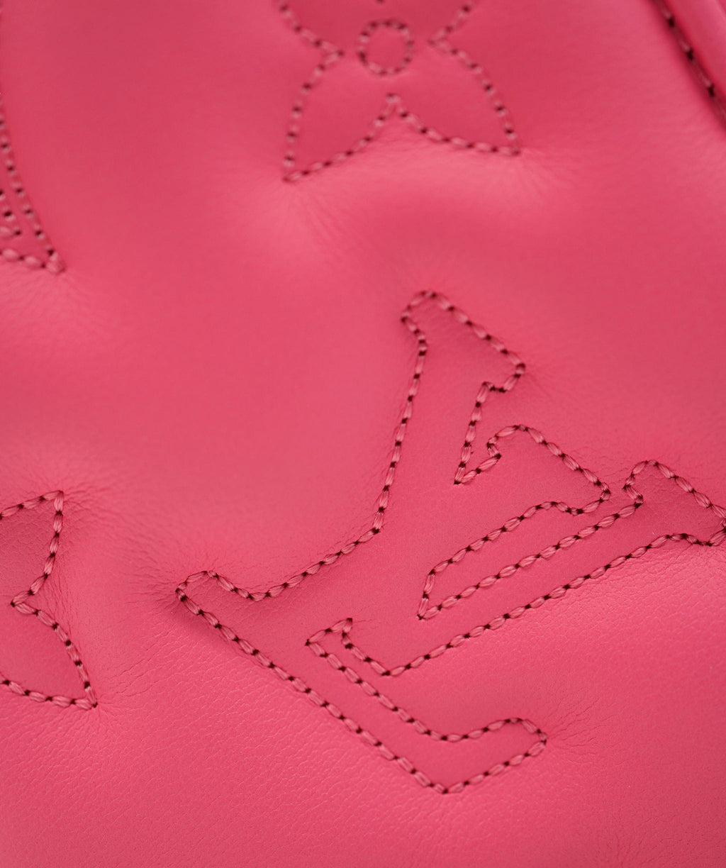 LOUIS VUITTON Calfskin Embroidered Monogram Pop My Heart Bag Pouch Dragon  Fruit Pink 1289475