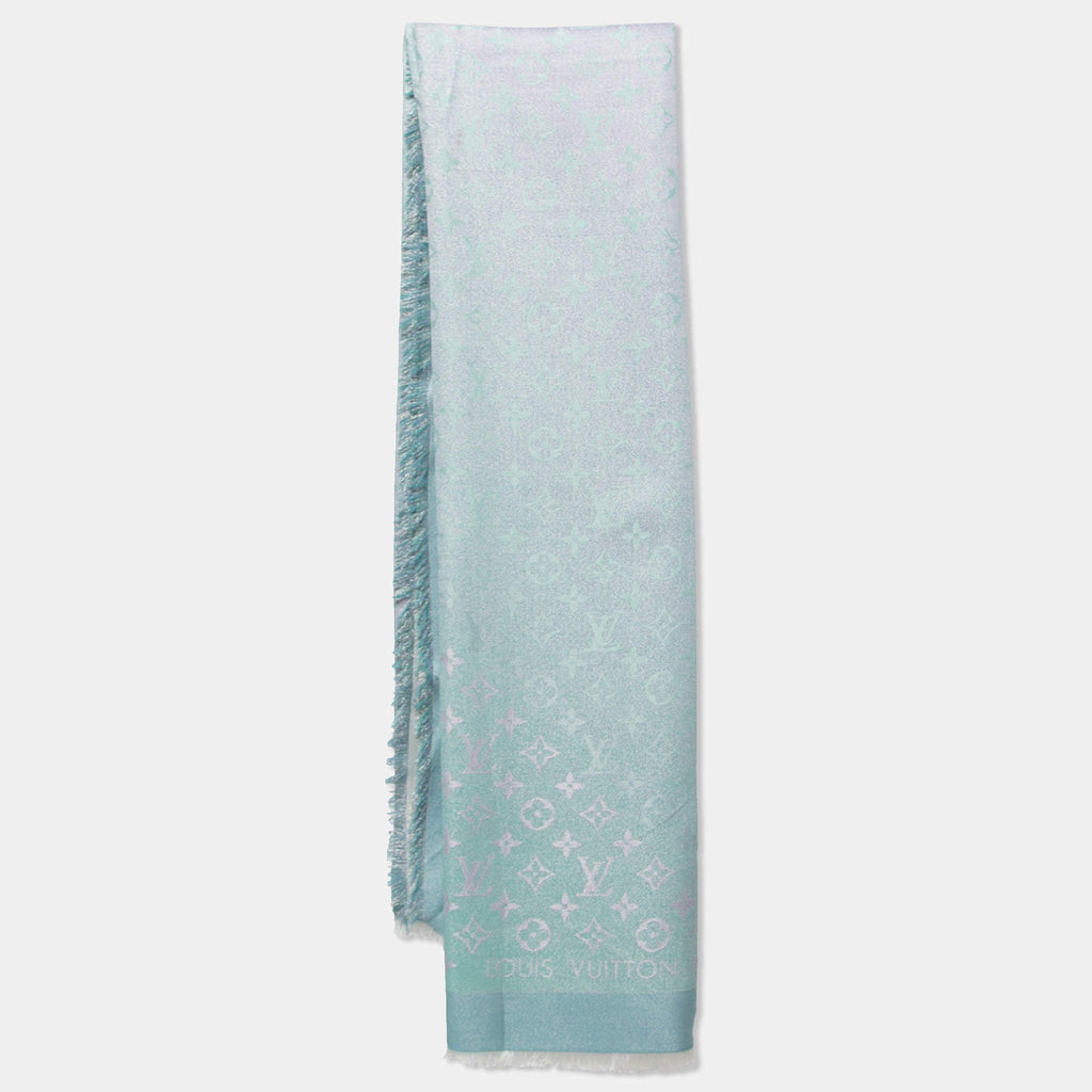 Louis Vuitton Monogram Shine Shawl White Silk