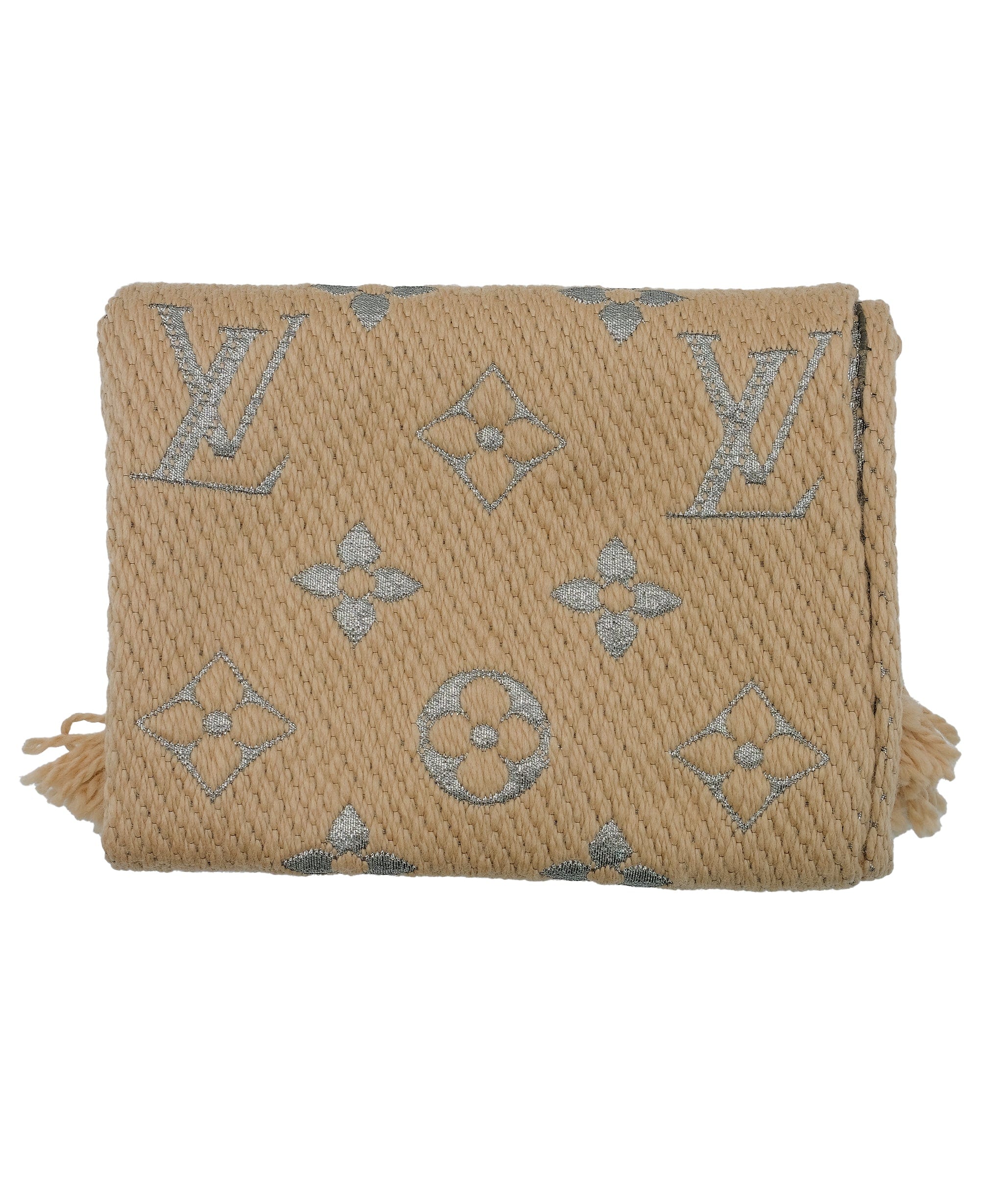 Louis Vuitton Louis Vuitton Logo Scarf Beige RJC2689