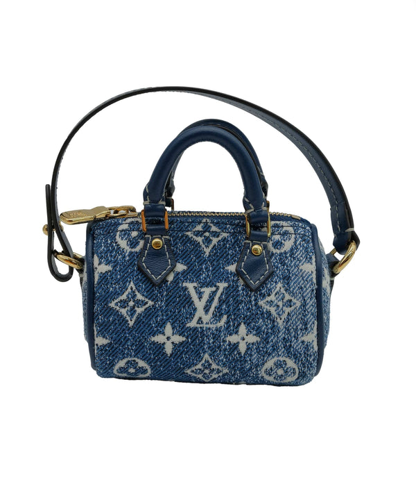 Louis Vuitton Micro Speedy Denim Bag Charm REC1527