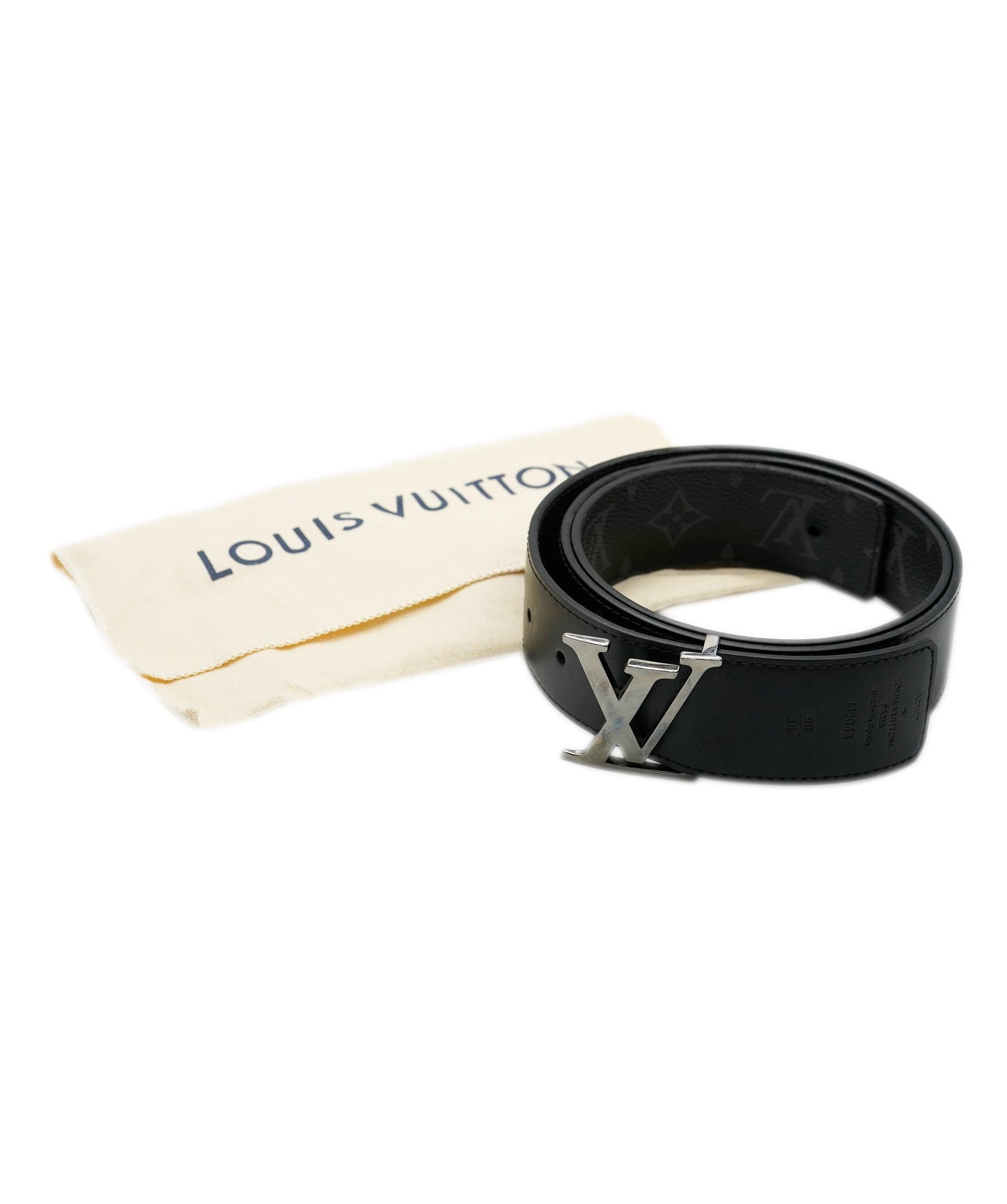 Louis Vuitton Louis Vuitton Monogram Eclipse Black Calfskin LV Initiales 40MM Reversible Belt 90/36 ABC0346
