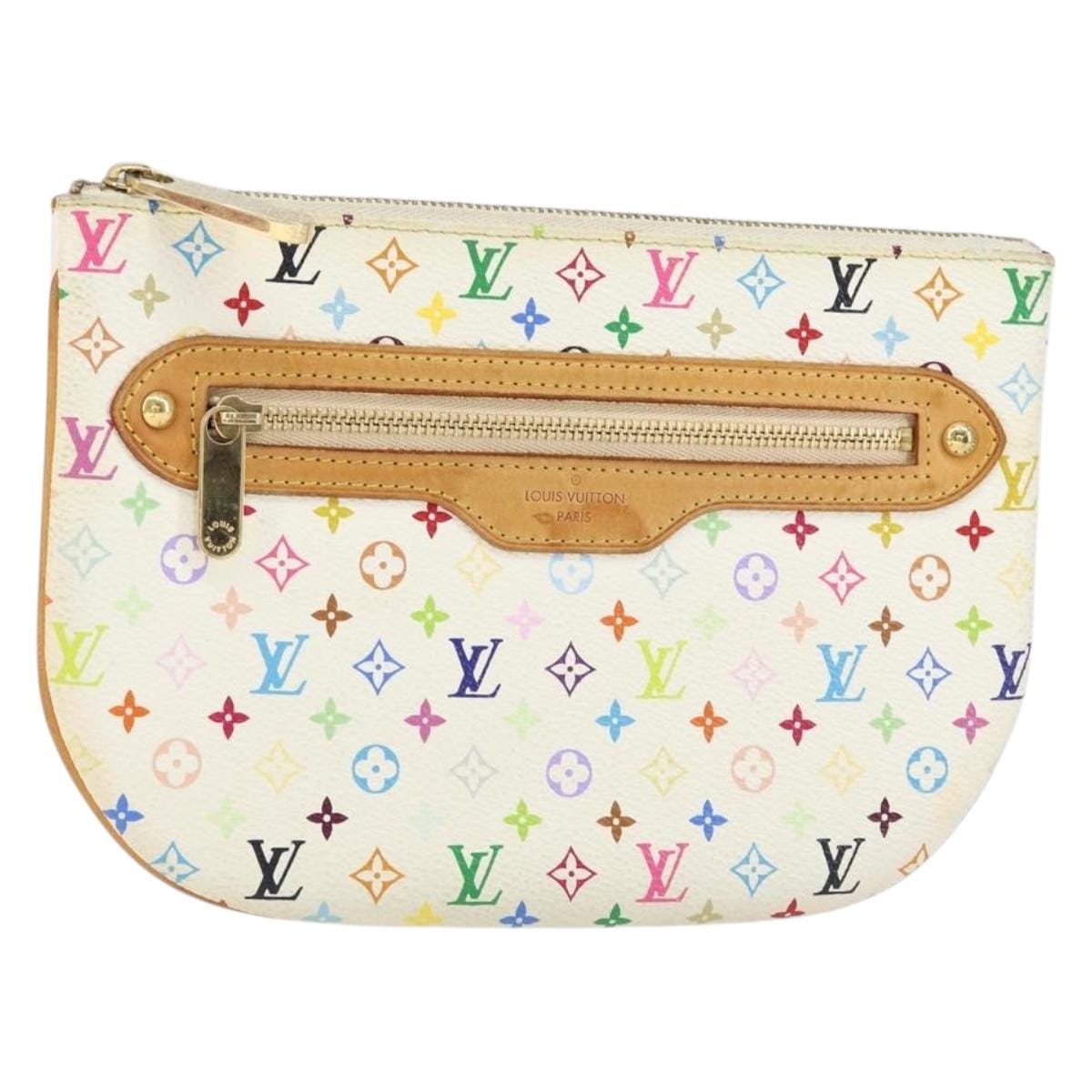 Louis Vuitton LOUIS VUITTON Monogram Multicolor Pochette GM Pouch White M60027 LV Auth 149229 149229