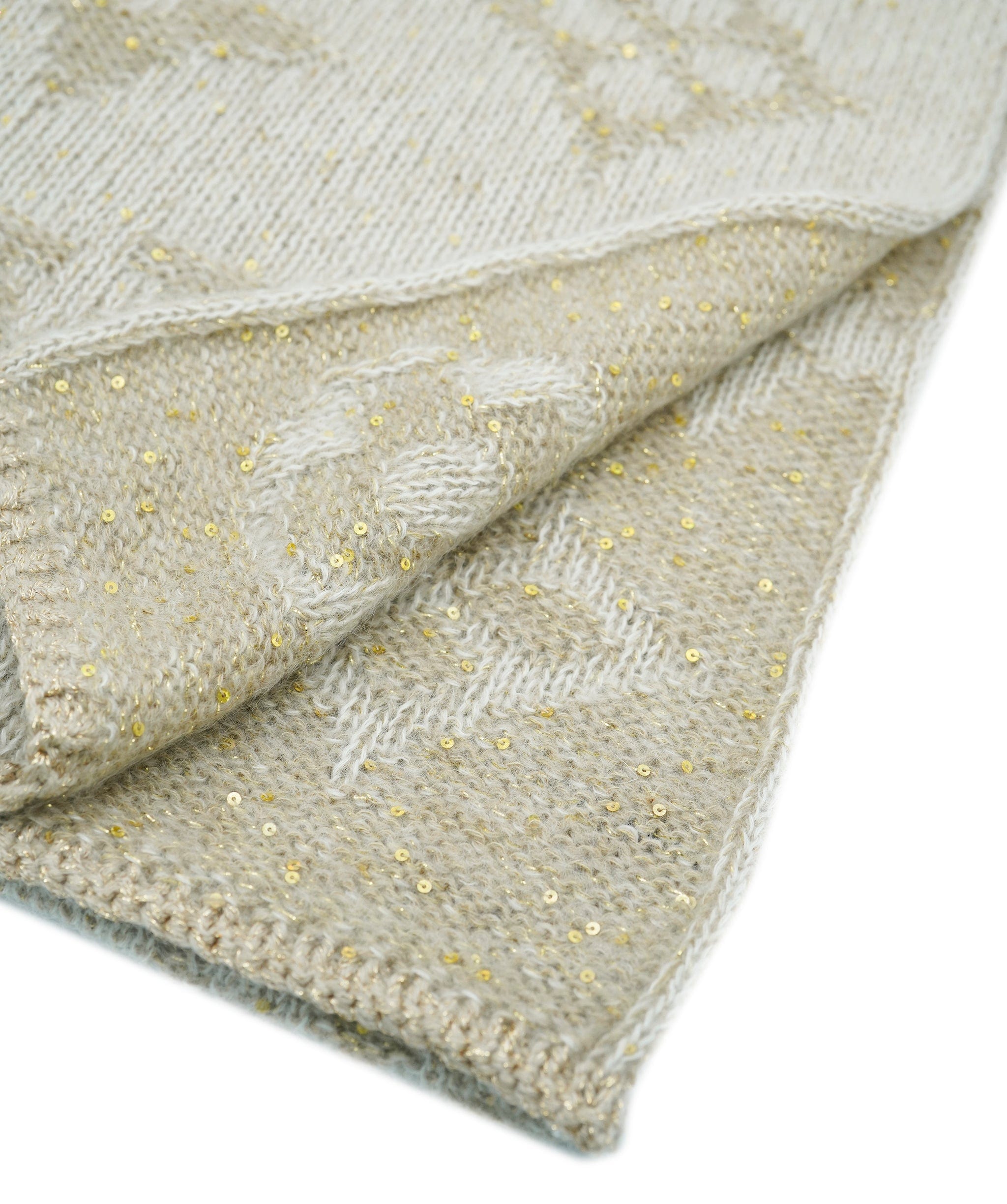 Louis Vuitton LV Monogram Scarf Beige Gold Sequins  DBXS2418