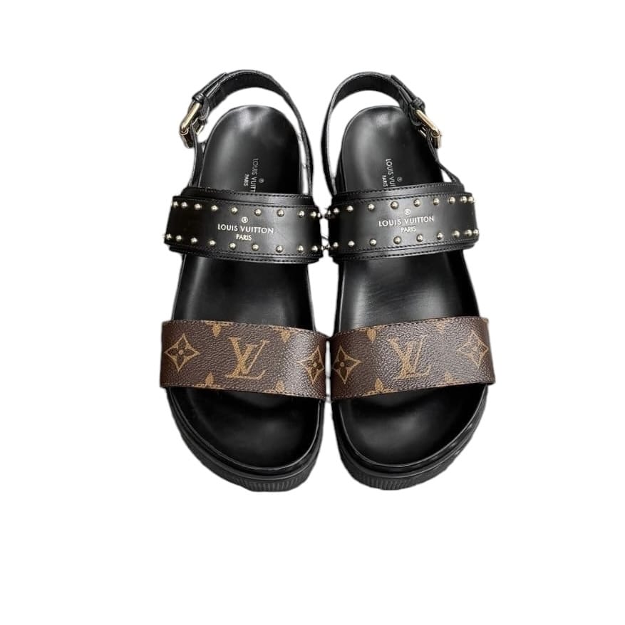 Louis Vuitton LV Platform Sandals Monogram/Black Sz 38 SYCYA134