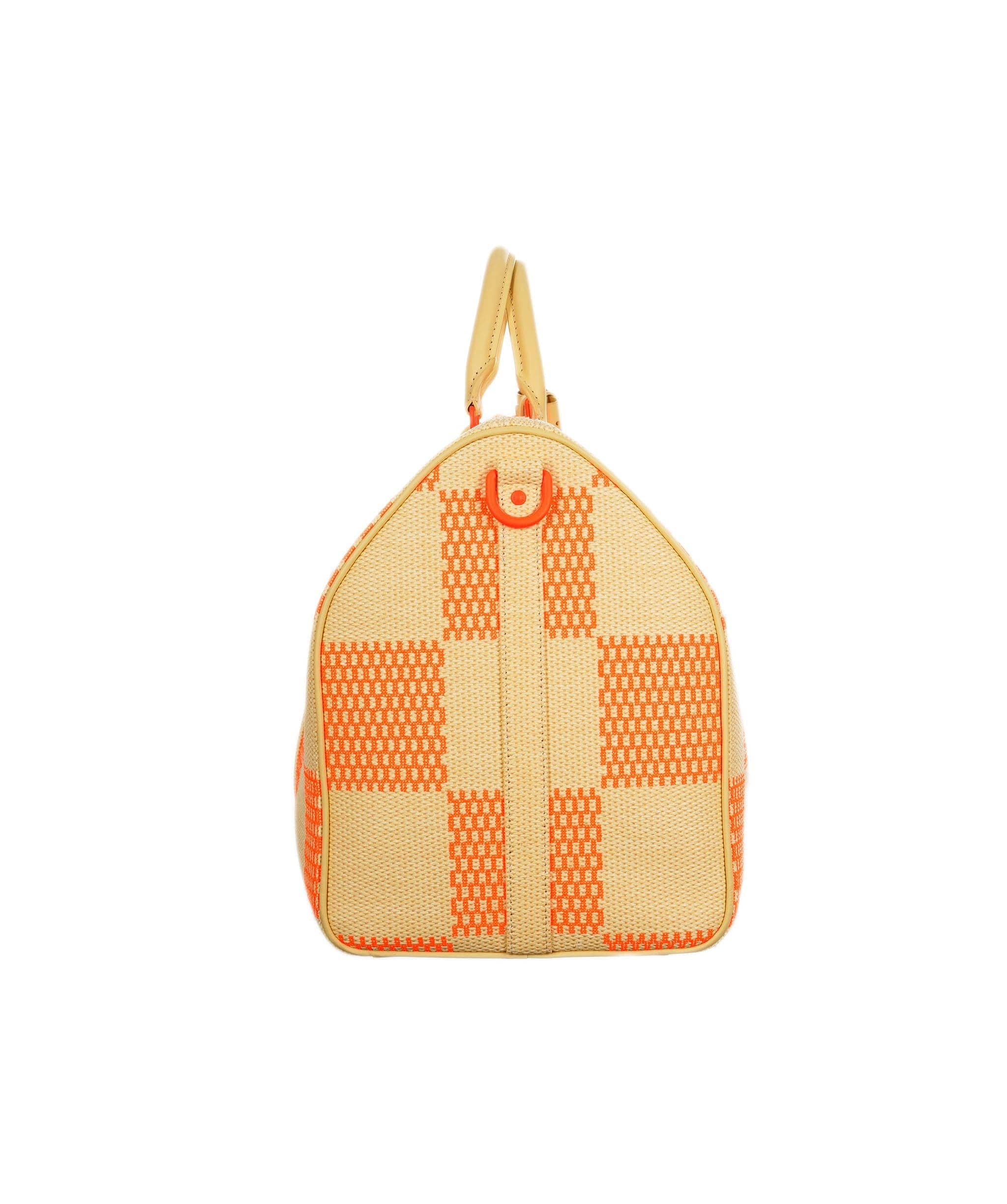 Louis Vuitton Louis vuitton beige / orange raffia keepall limited edition  AVC1759