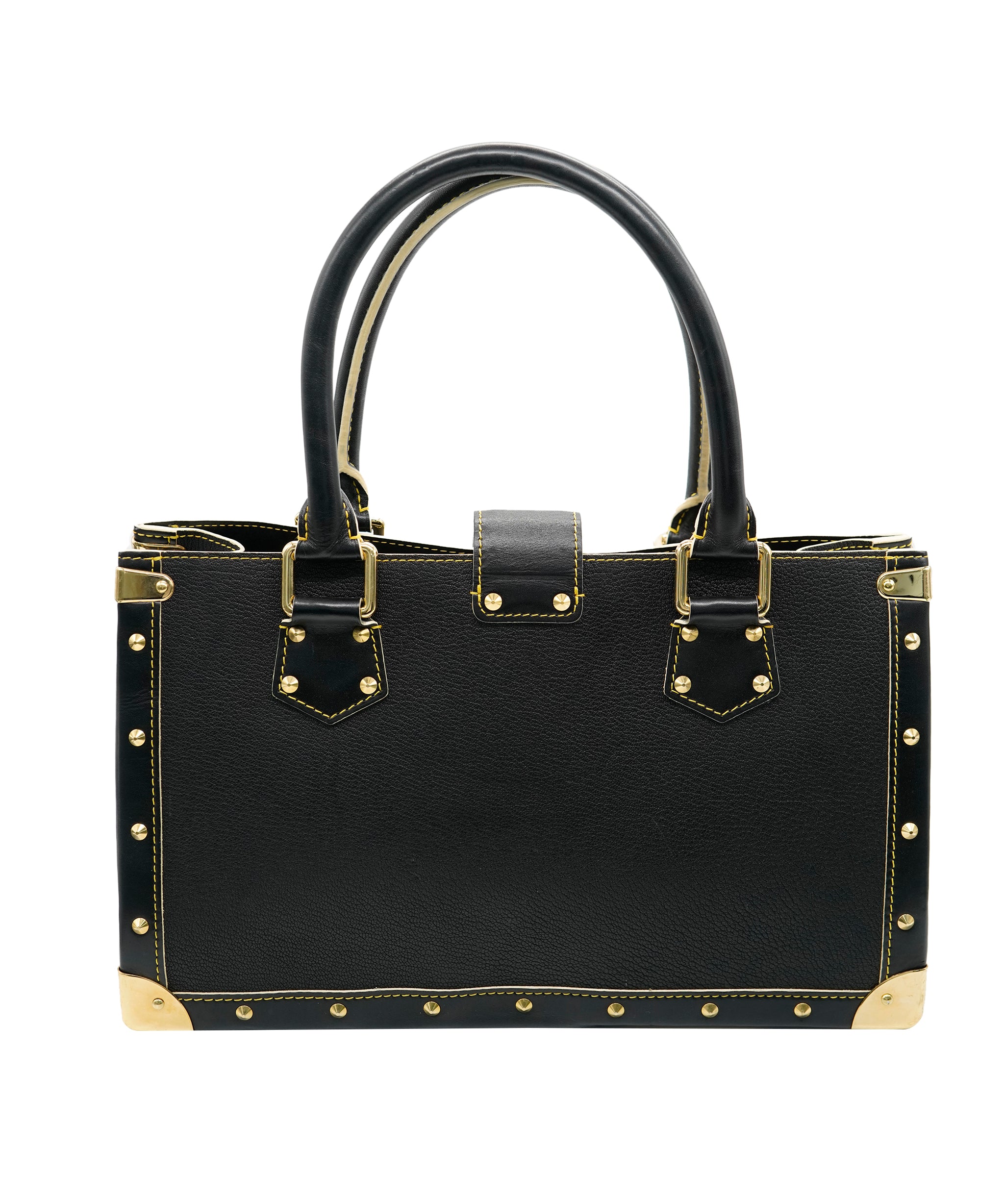 Louis Vuitton Louis Vuitton Black Leather Tote Bag  AGC3016