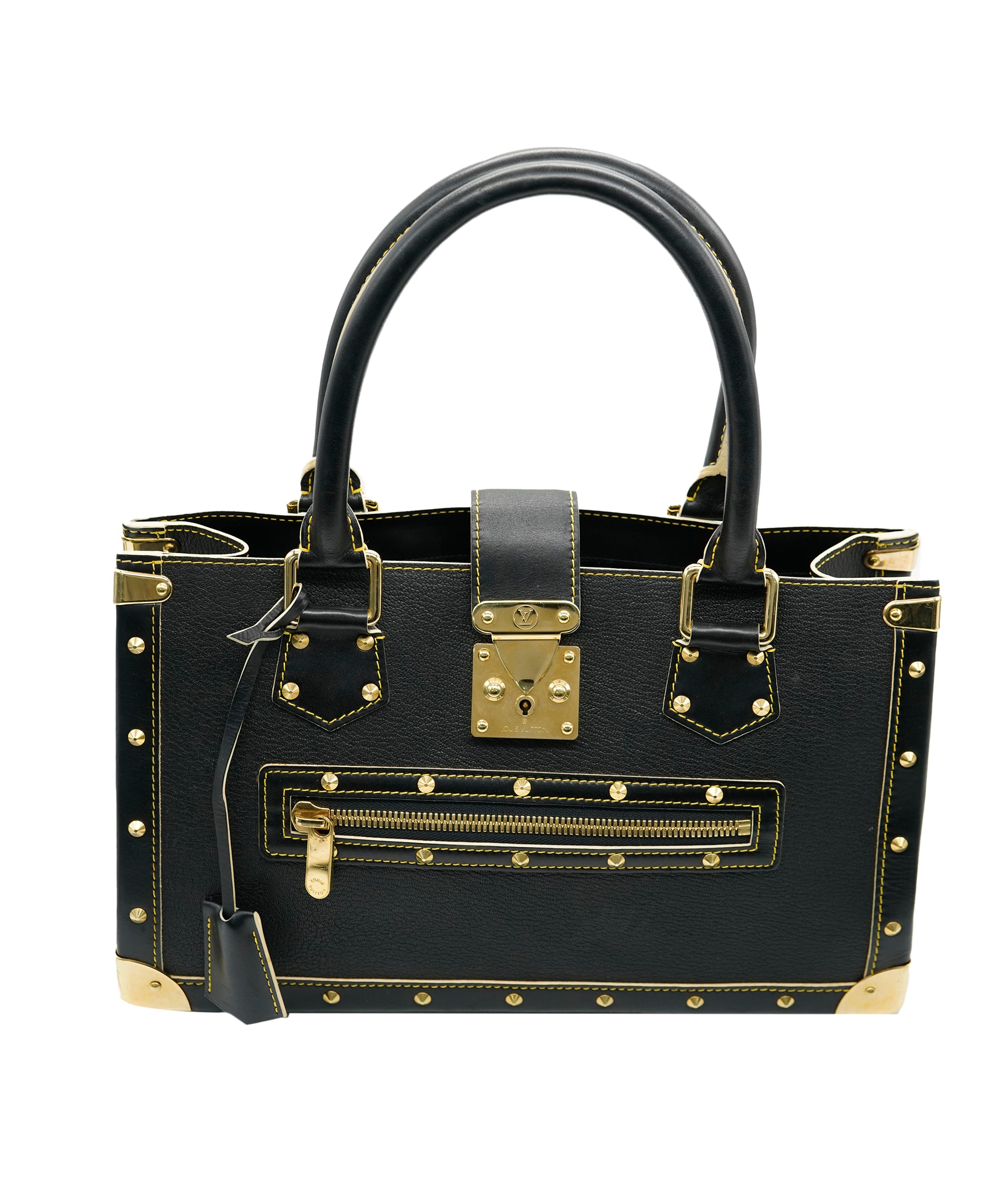 Louis Vuitton Louis Vuitton Black Leather Tote Bag  AGC3016