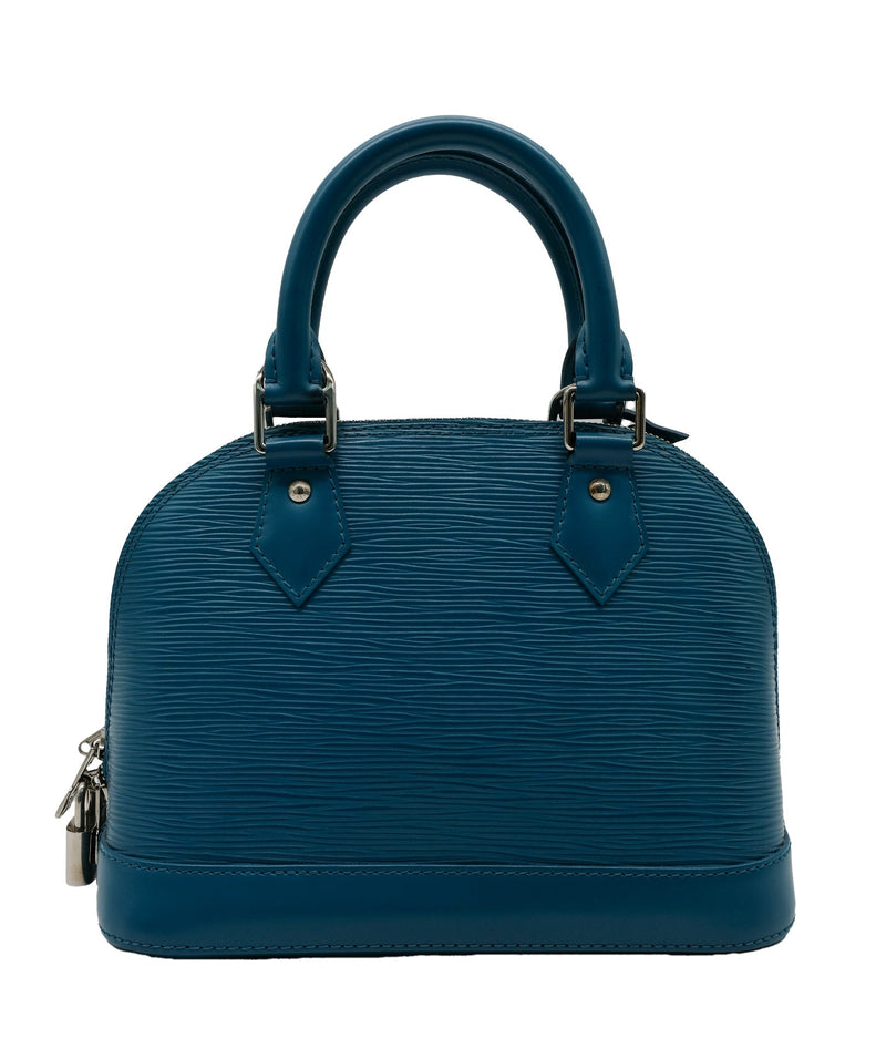 Louis Vuitton LV Cyan Blue Epi Leather Mini Alma BB Crossbody Bag