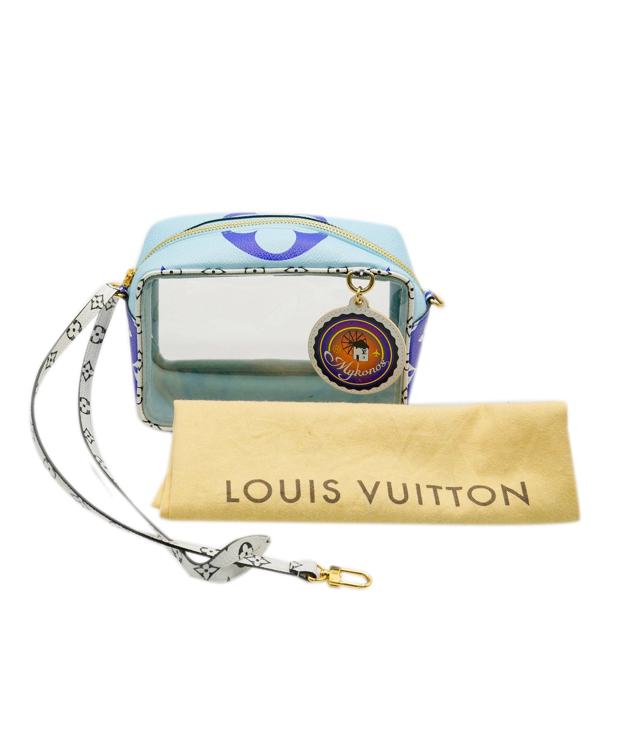 Louis Vuitton Louis Vuitton Blue Giant Monogram Coated Canvas and PVC Saint Barth Beach Pouch Gold Hardware ALC0812