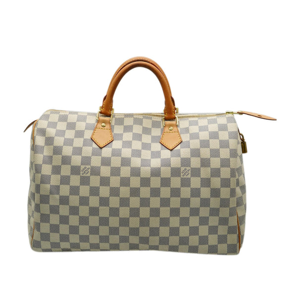 LOUIS VUITTON Speedy 35 Damier Azur Canvas Satchel Bag