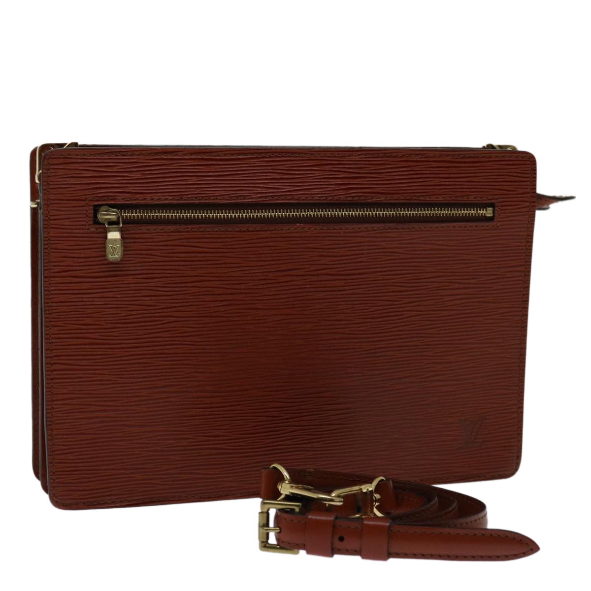 Louis Vuitton LOUIS VUITTON Epi Angian Clutch Bag Brown M52113 LV Auth 68112 68112