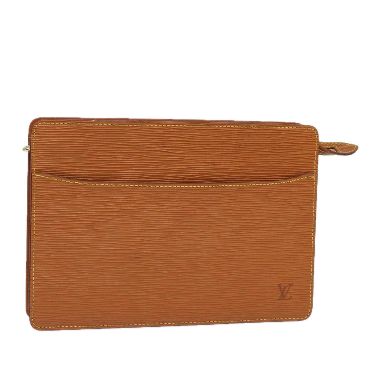 Louis Vuitton LOUIS VUITTON Epi Pochette Homme Clutch Bag Brown Zipang gold M52528 Auth 84157 84157