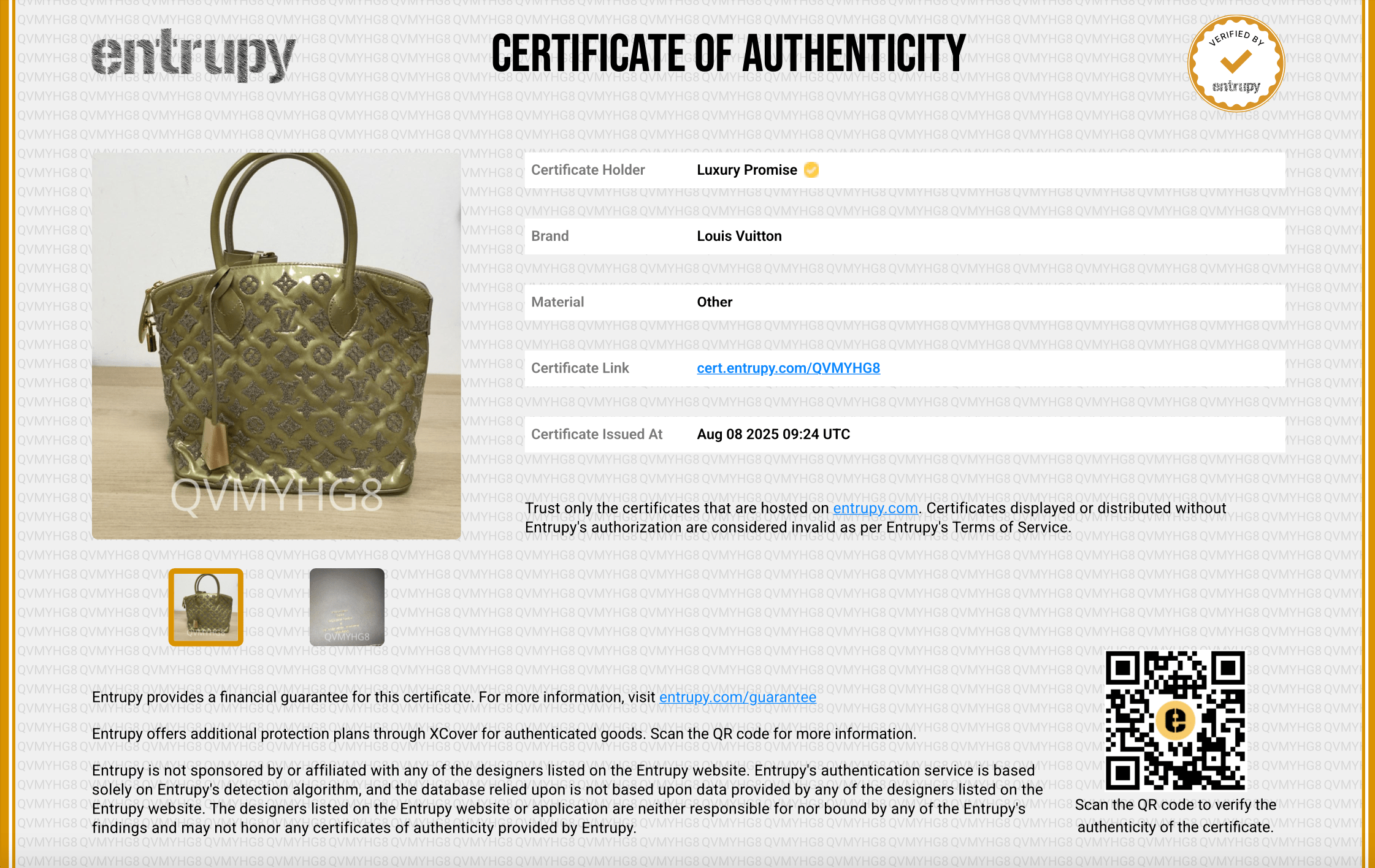 Louis Vuitton Louis Vuitton grey patent monnogrammed bag  AVC1962