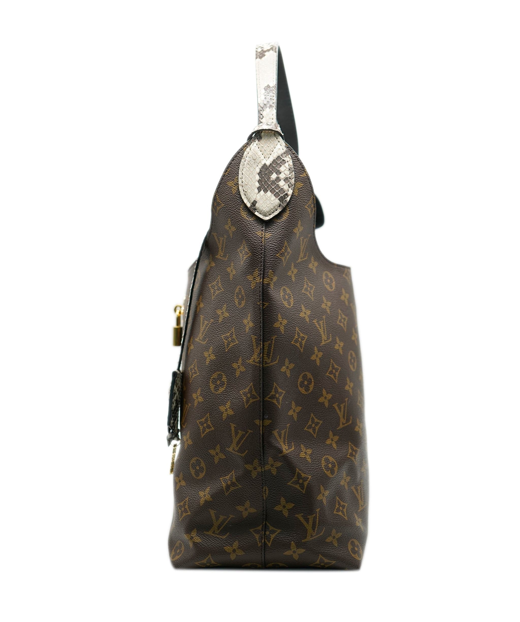 Louis Vuitton Louis Vuitton Grey Python Monogram Canvas Flower Hobo ABC0632