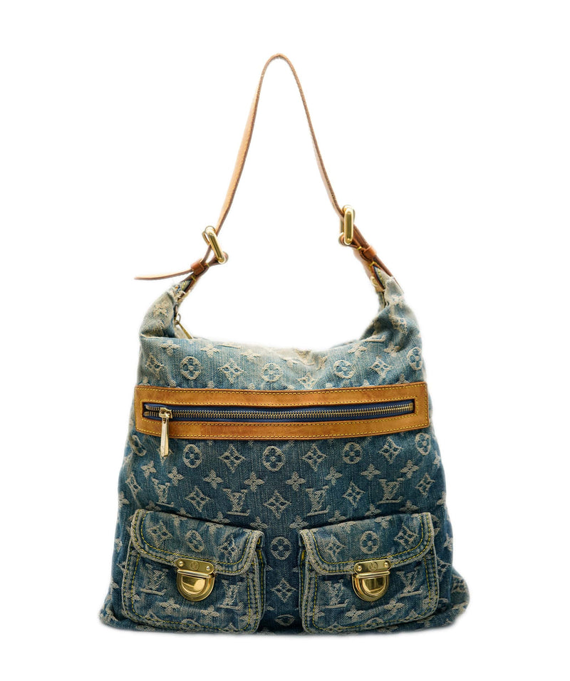 LOUIS VUITTON Monogram Denim Buggy GM Shoulder Bag Blue M95048 LV