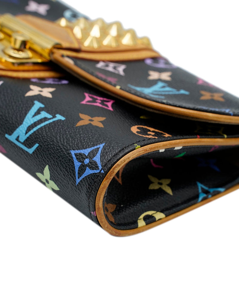 Louis Vuitton, Bags, Like New Louis Vuitton Monogram Multicolor Pochette Courtney  Clutchbag Black