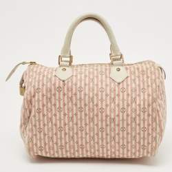 Louis Vuitton White/Pink Mini Lin Croisette Speedy 30 Bag