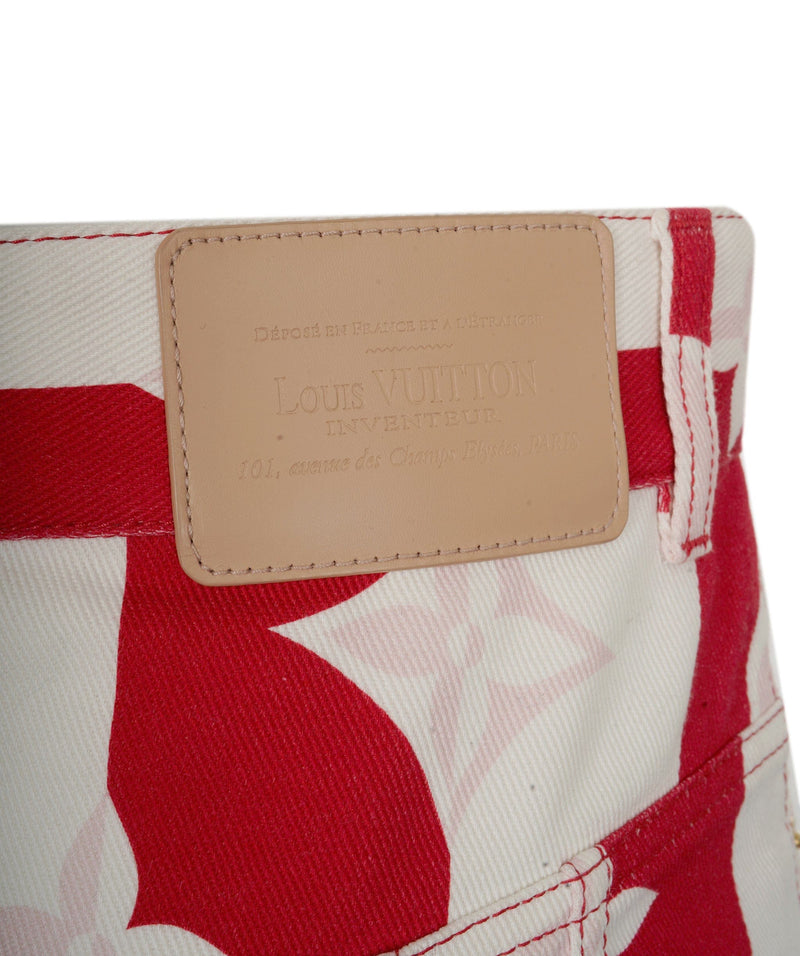 Louis Vuitton Louis Vuitton Skirt denim monogram white red pink AVC1203