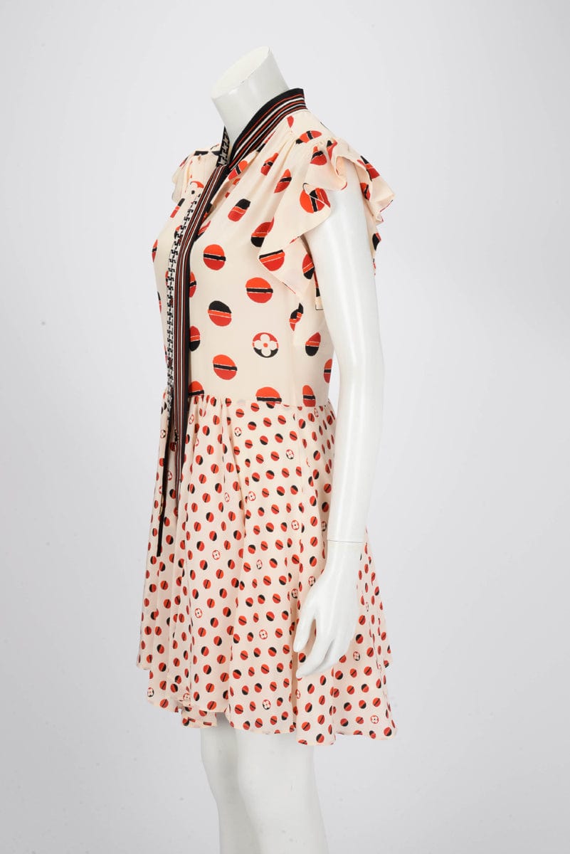 fitted lace wedding dress Louis Vuitton Beige & Red Silk Flower Printed Dress FR 36 – Luxury Promise