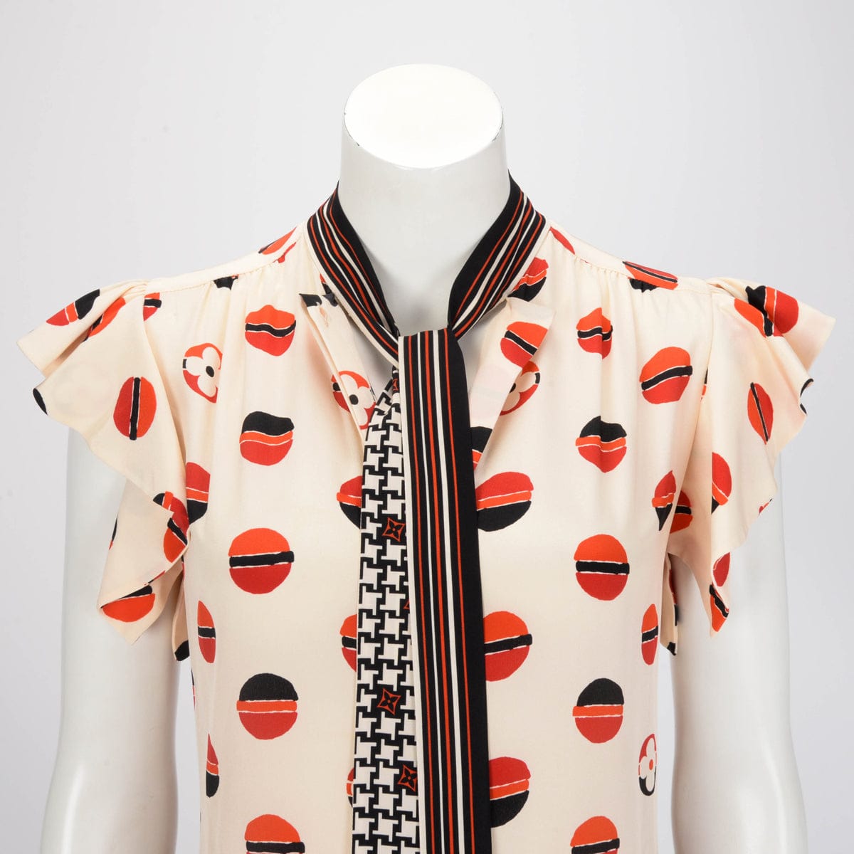Louis Vuitton Louis Vuitton Beige & Red Silk Flower Printed Dress FR 36