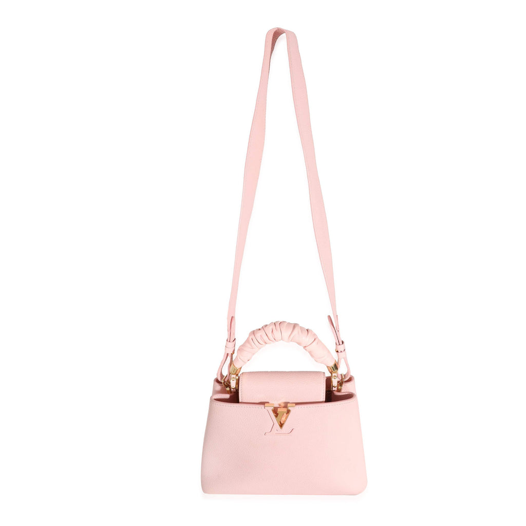 Louis Vuitton Bubble Gum Pink Taurillon Scrunchie Capucines BB –  LuxuryPromise