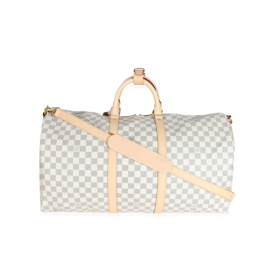Louis Vuitton Keepall Bandouliere 55 Damier Azur White Coated Canvas T -  MyDesignerly