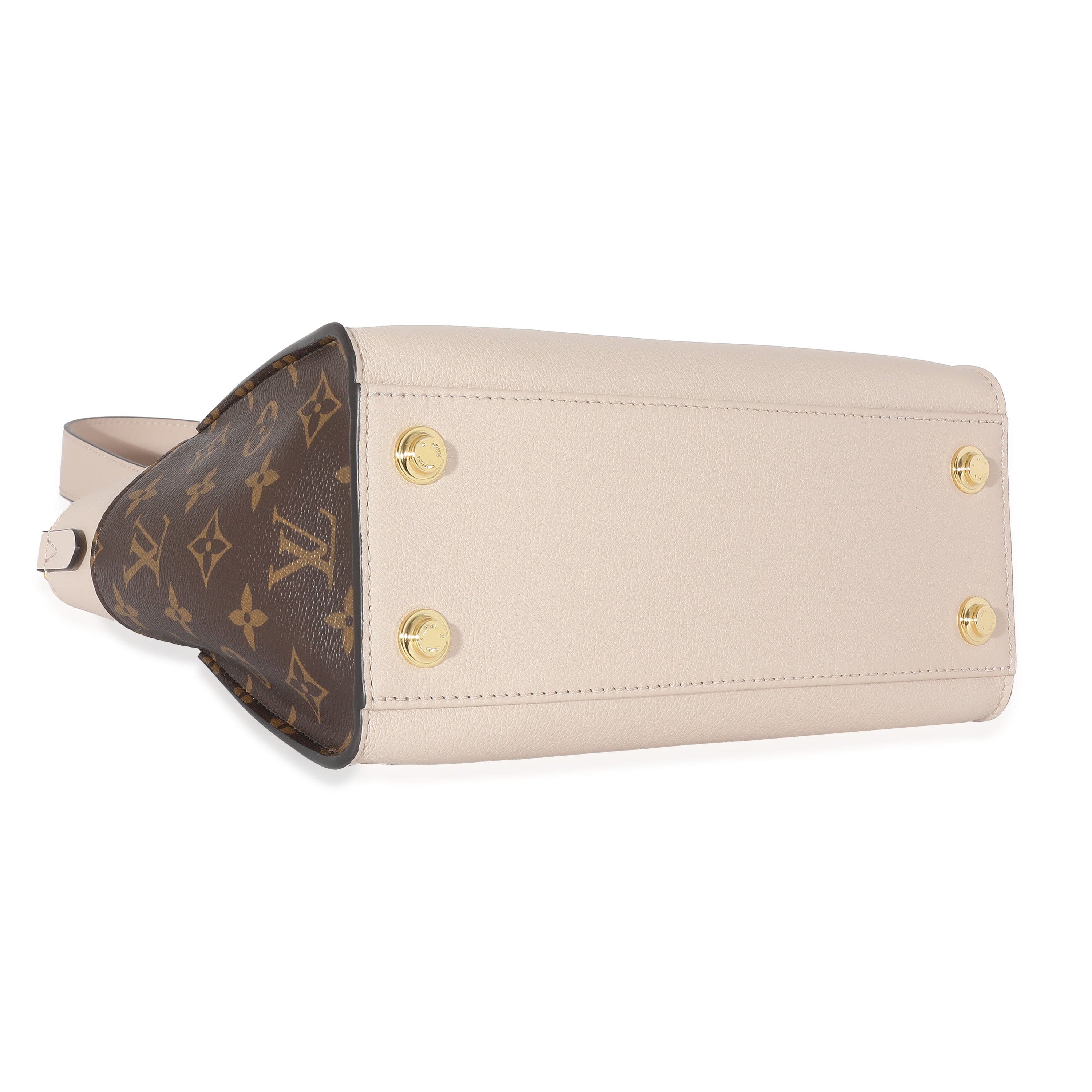 Louis Vuitton Louis Vuitton Greige Leather Monogram Canvas On My Side PM