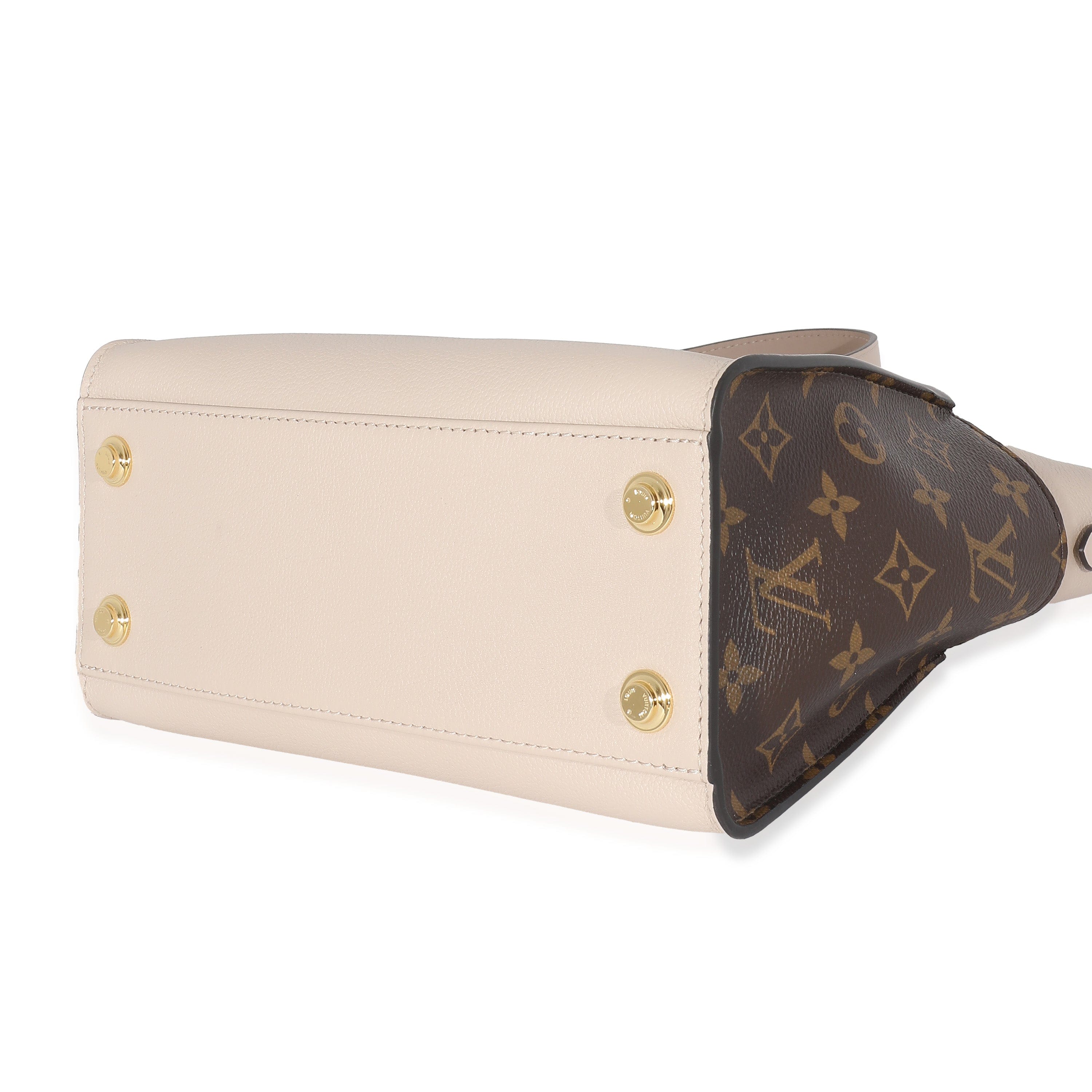 Louis Vuitton Louis Vuitton Greige Leather Monogram Canvas On My Side PM